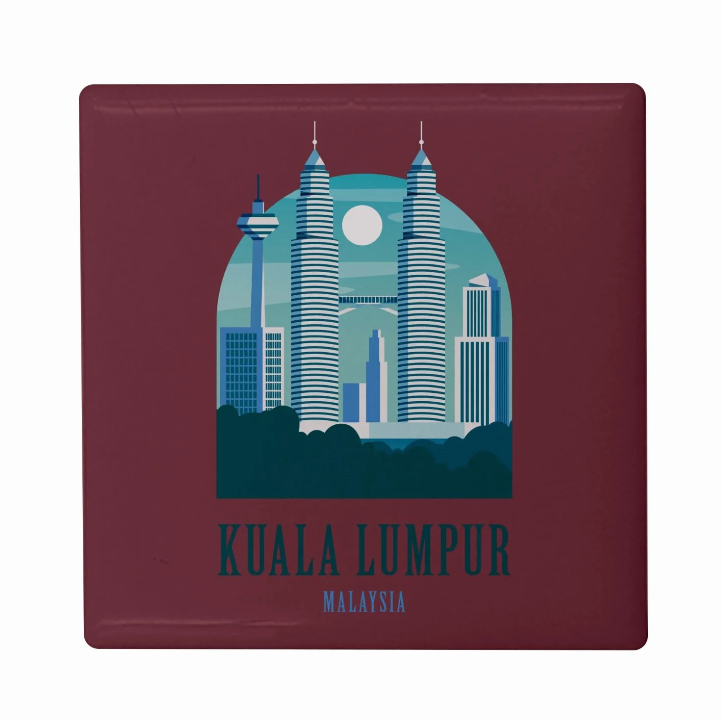 Kwadratowy ceramiczny magnes na lodówkę - Kuala Lumpur Malaysia Travel Malaysia Vacation Asia Travel - Format 5x5cm - Dekoracyjny magnes pamiątkowy do lodówki i tablicy magnetycznej wydrukowany we