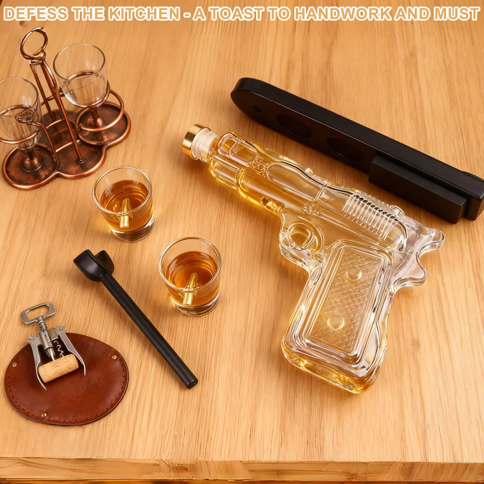 Zestaw upominkowy do whisky z 2 szklankami i karafką, dekanter szklany, prezent dla mężczyzn