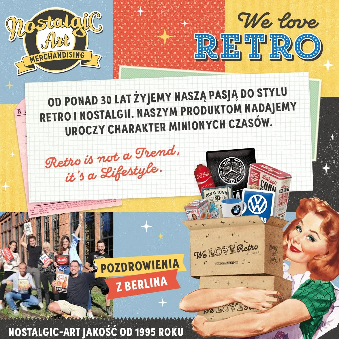 Nostalgic-Art Retro puszka na herbatę, 100 g, VW Bulli – Let's Get Lost – Pomysł na prezent dla miłośnika Volkswagena Busa, Official License Product (OLP), metalowy pojemnik na herbatę, Styl vintage