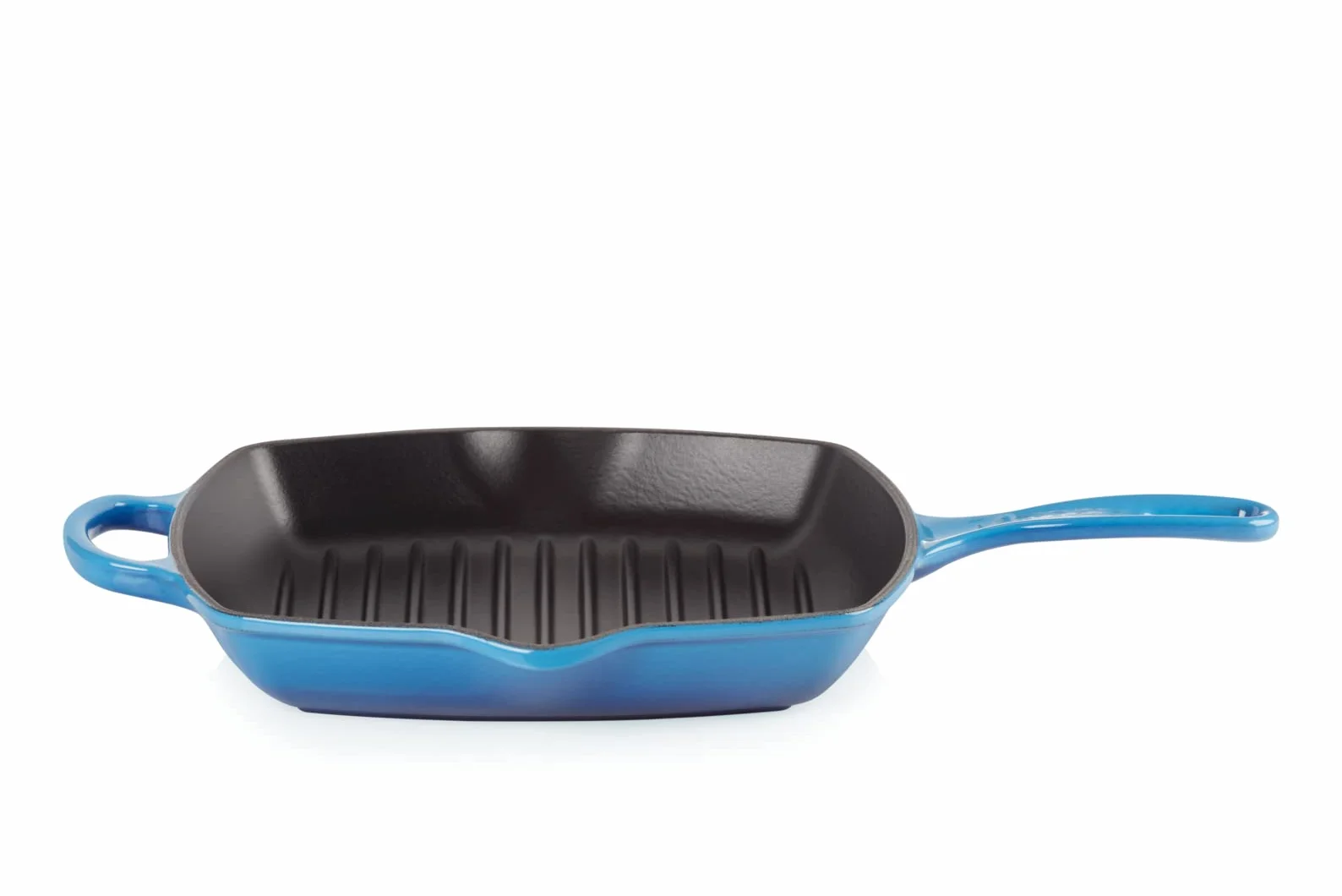 Le Creuset Signature Emaliowana Żeliwna Patelnia Grillowa z Uchwytem Pomocniczym i Dwiema Ustami, do Wszystkich Rodzajów Kuchenek i Piekarników, 26 cm, Azure, 20183262200422