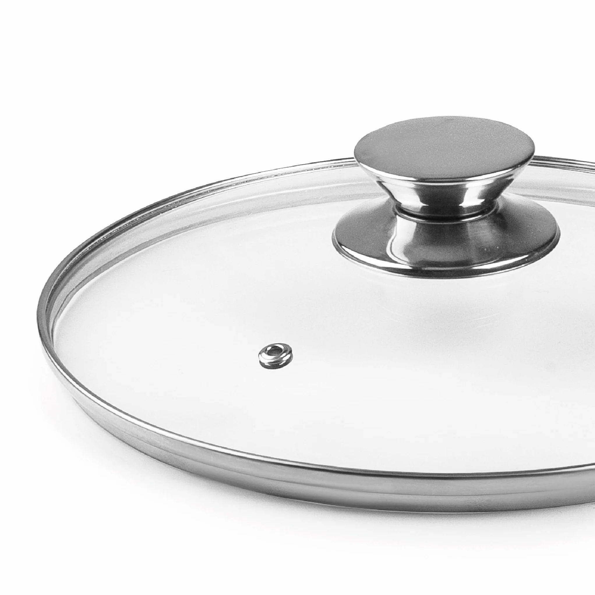 Ibili, 971612, szklana pokrywka z uchwytem ze stali nierdzewnej, 12 cm