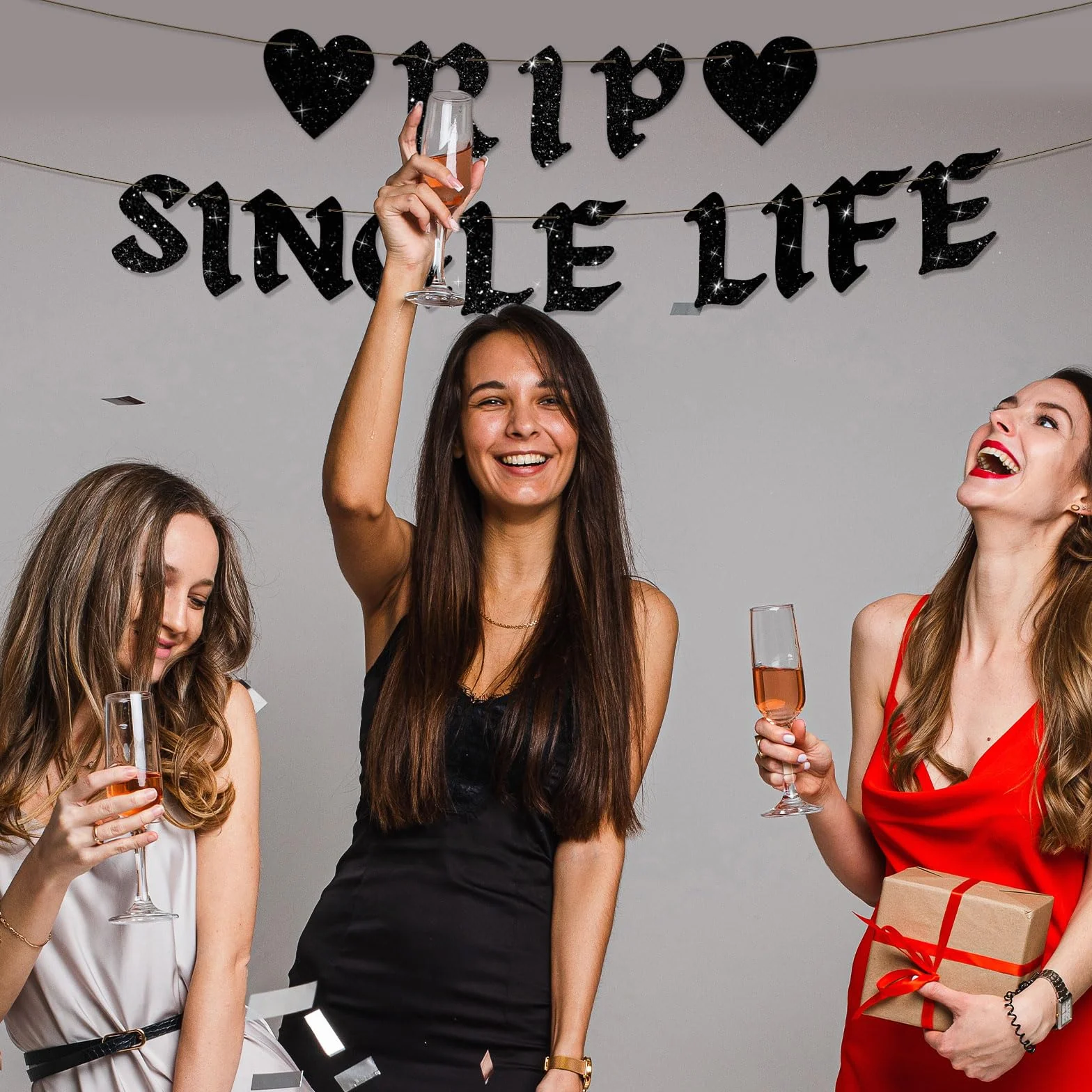 Baner Rip Single Life 2,44 m z Brokatem na Wieczór Panienski Zabawne Tło Ślubne Girlanda