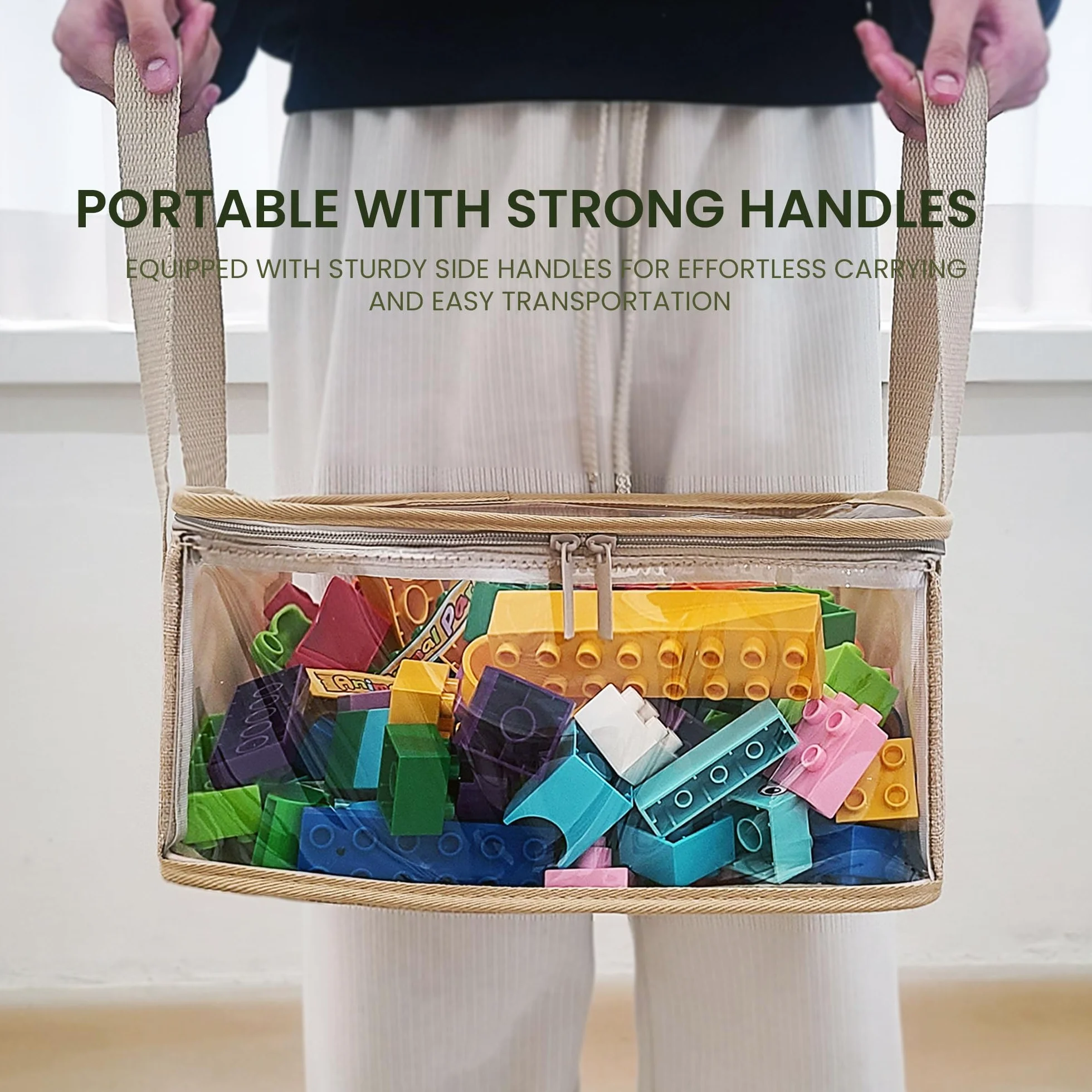 Holay 2-pak Składanych Pudełek PVC z Przezroczystą Pokrywą i Uchwytami 30 x 30 x 15 cm Organizer Biały