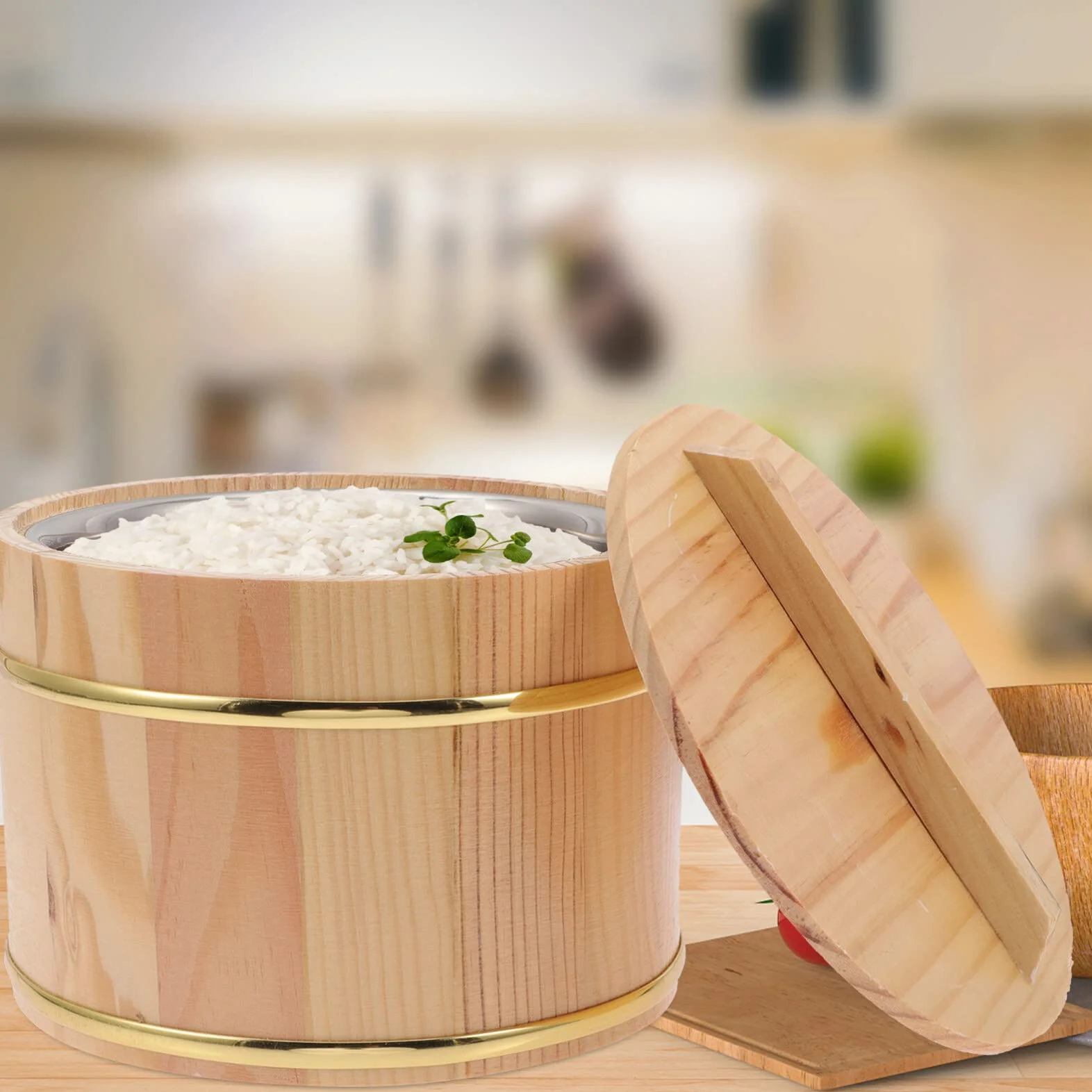 1 Zestaw Drewnianych Misek Do Ryżu Sushi Hangiri Sushi Oke Wanna Do Mieszania Ryżu Z Pokrywką 18Cm Drewniana Miska Do Ryżu Sushi Wiadro Ryżu Pojemnik Do Kuchni Restauracji Sushi