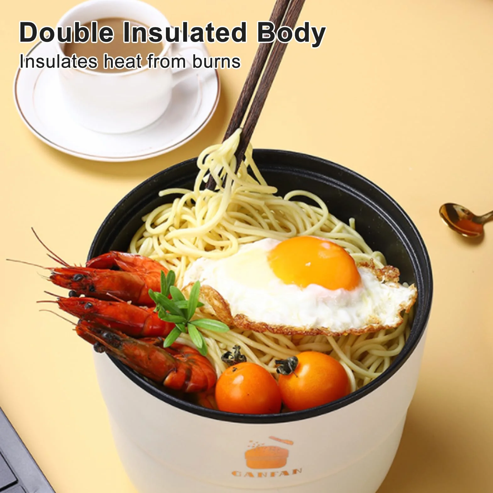 Gorący Garnek Elektryczny, Przenośna Kuchenka do Ramenu 1,8 L Patelnia z powłoką nieprzywierającą Kuchenka Elektryczna 300 W Rapid Noodles Garnek Elektryczny do Gotowania