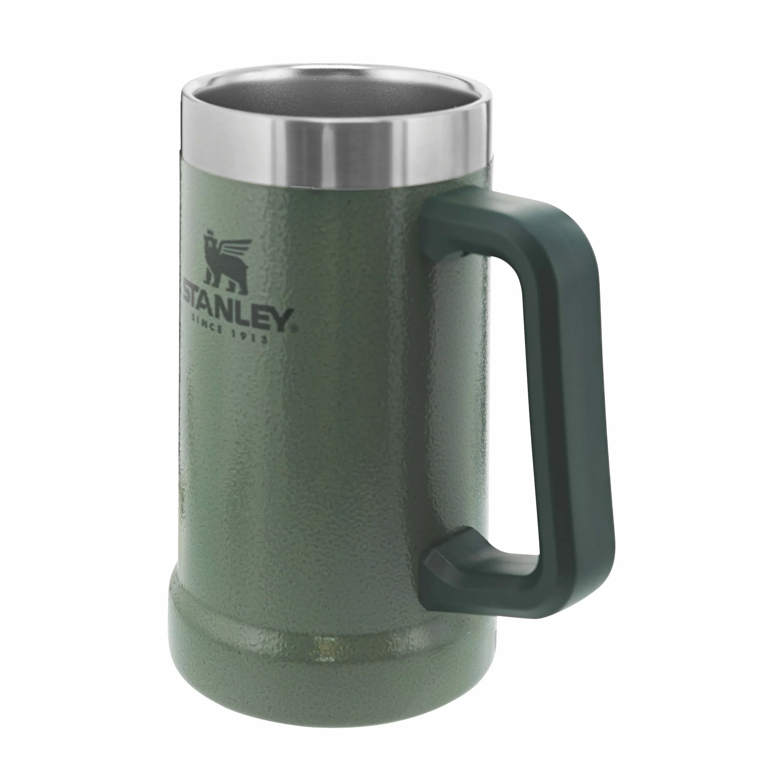 Stanley 1913 Adventure Vacuum Stein 0.7L Hammertone Green - Utrzymuje zimne piwo przez 7 godzin - Kufel do piwa ze Stali Nierdzewnej z pokrywką i uchwytem - Do Mycia w Zmywarce