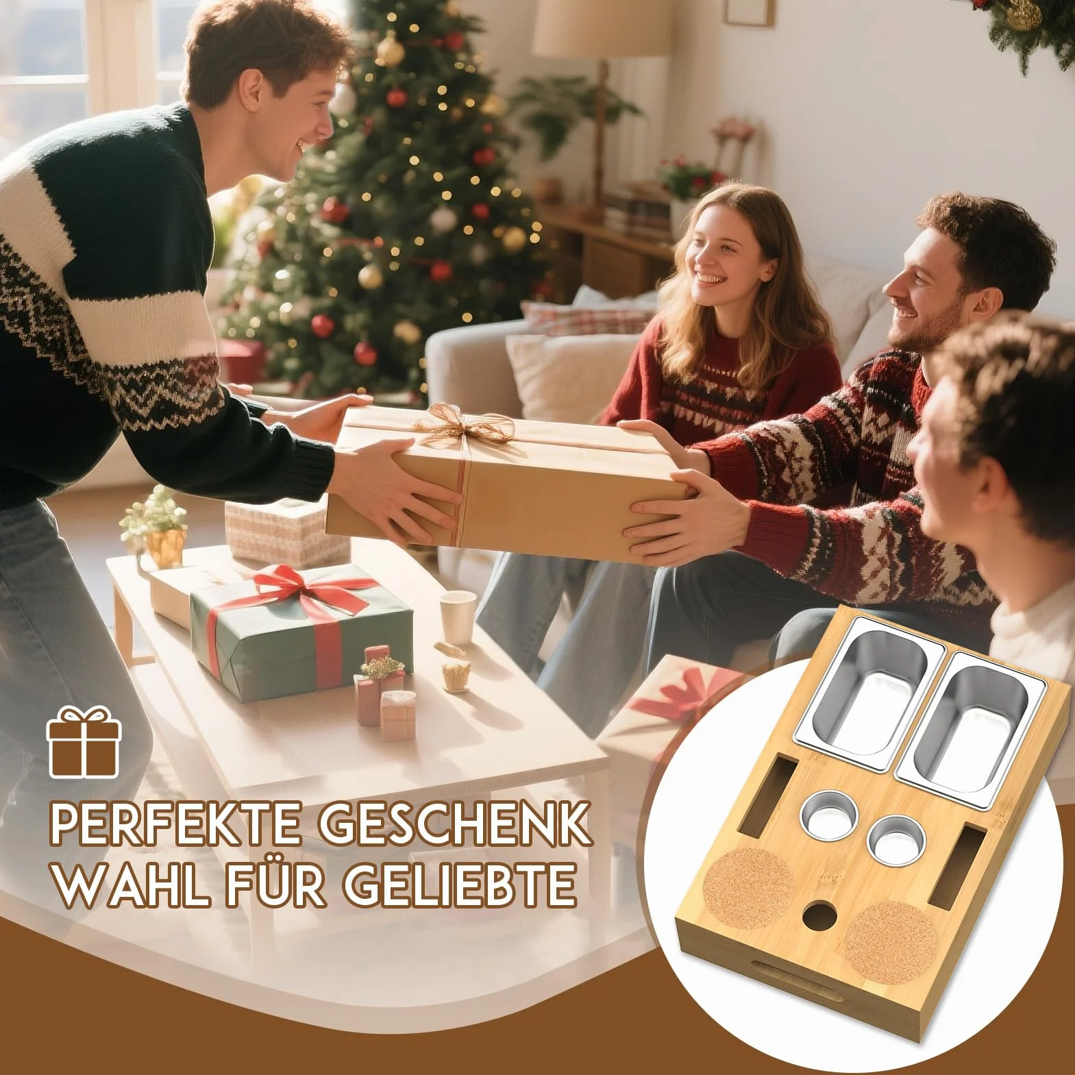 Yeabett Couchbar Snackbox z miseczkami ze stali nierdzewnej, odpinanym magnetycznym wieczkiem, wielofunkcyjna tacka na przekąski