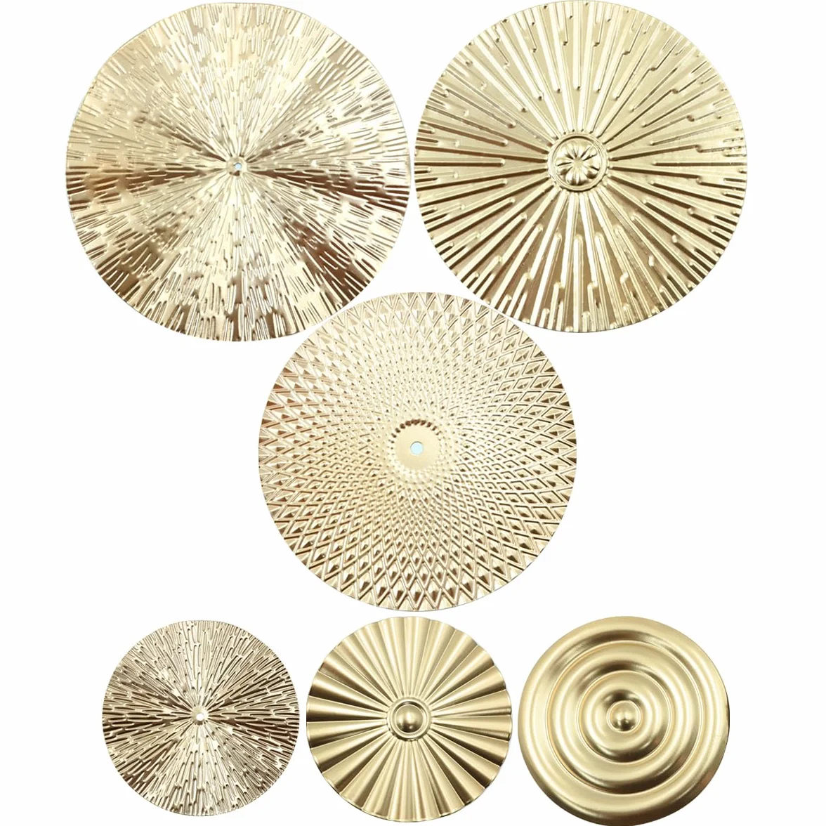 7 szt. Nowoczesny metalowy zestaw artystyczny na ścianę złota dekoracja ścienna do salonu okrągły rozbłysk słońca metalowa sztuka ścienna do eleganckiej i modnej dekoracji domu