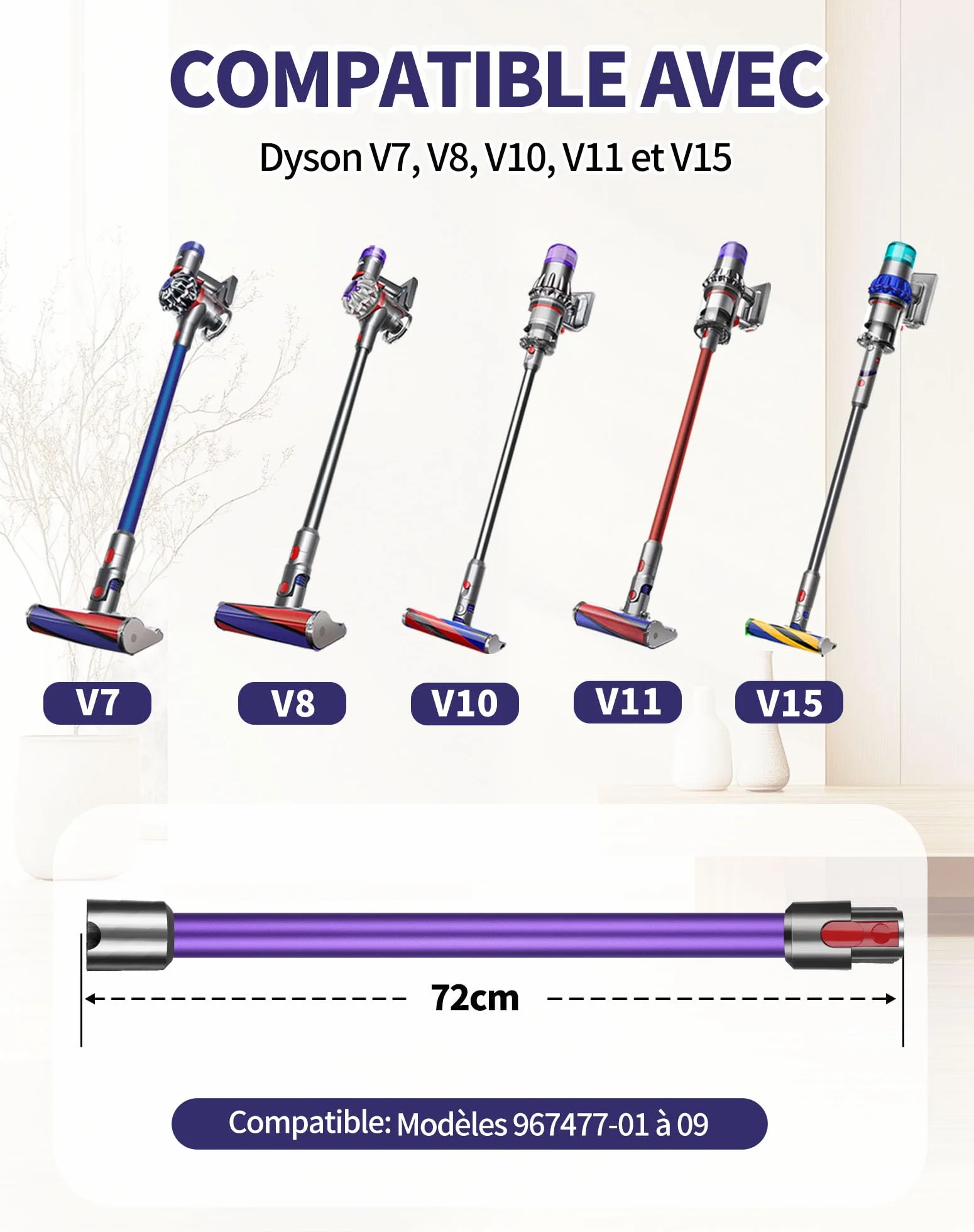 Rura przedłużająca LAOYE do Dyson V11 V15 V10 V8 V7 72 cm
