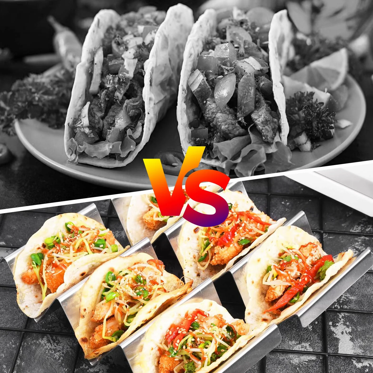 Uchwyt na taco, stal nierdzewna, 6 sztuk, pomieści do 3 tacos
