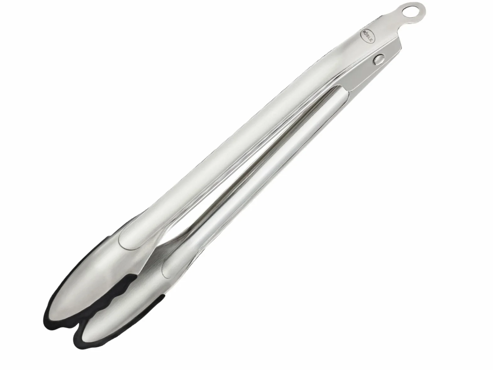 RÖSLE Szczypce silikonowe, szczypce kuchenne z silikonową krawędzią i opatentowanym systemem zamykania do grillowania, gotowania i serwowania, 23 cm, stal szlachetna, nadają się do mycia w zmywarce