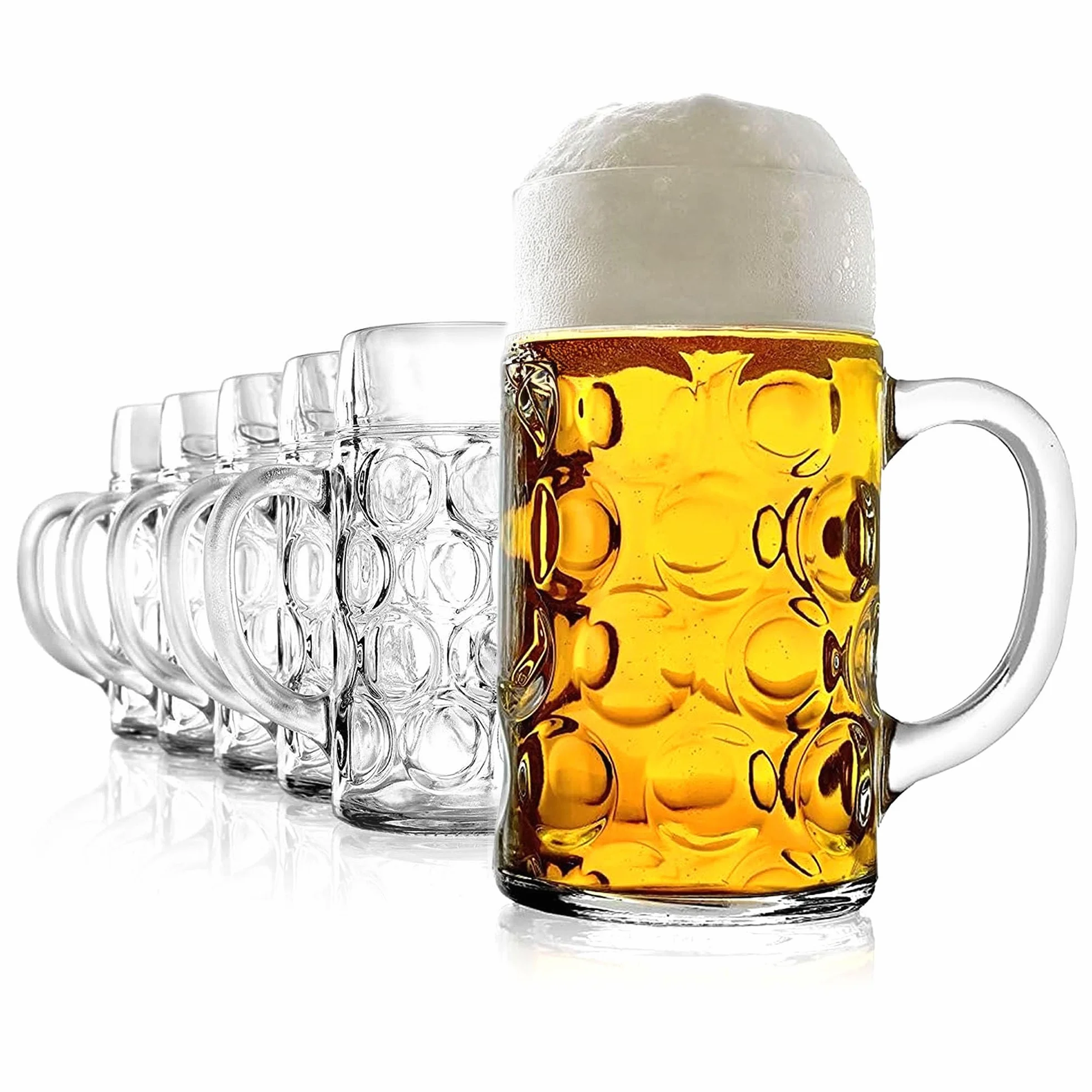 Niemiecki kufel do piwa 126,5 ml z linią na 1 l, 6 sztuk