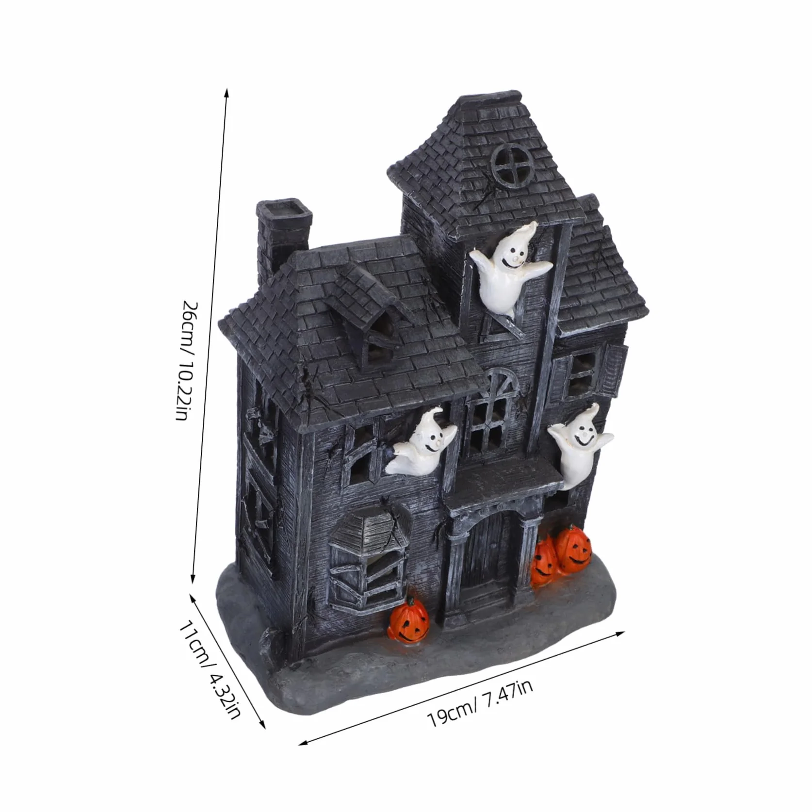 iplusmile LED Świecąca Figurka Strasznego Domu Strachów Dekoracja Stołowa z Żywicy Halloween Świetlna Ozdoba Przyjęcie i Dekorację Wioski Duchów