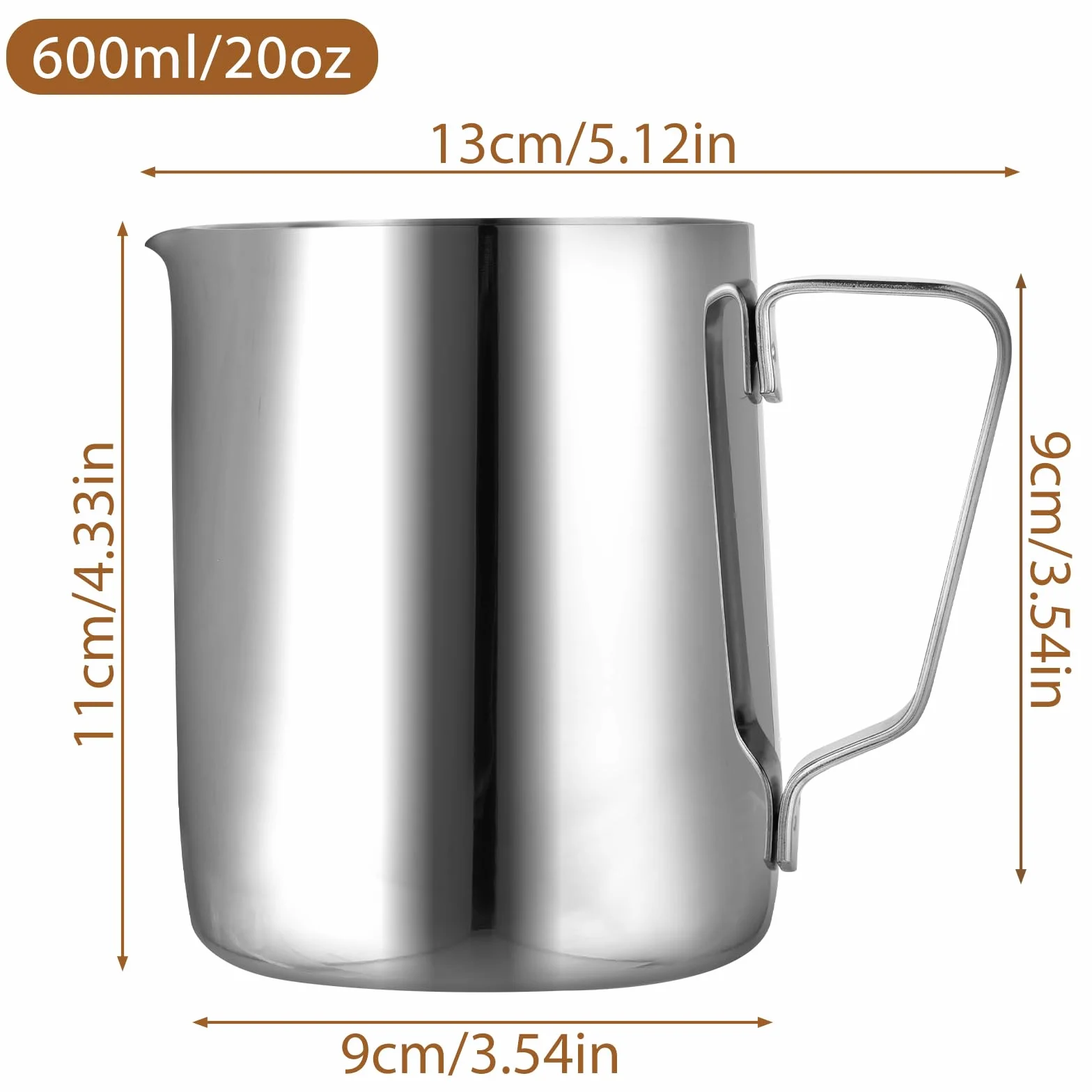 Pianka do mleka 600ml zestaw pióra do latte, dzbanek do spieniania ze stali nierdzewnej