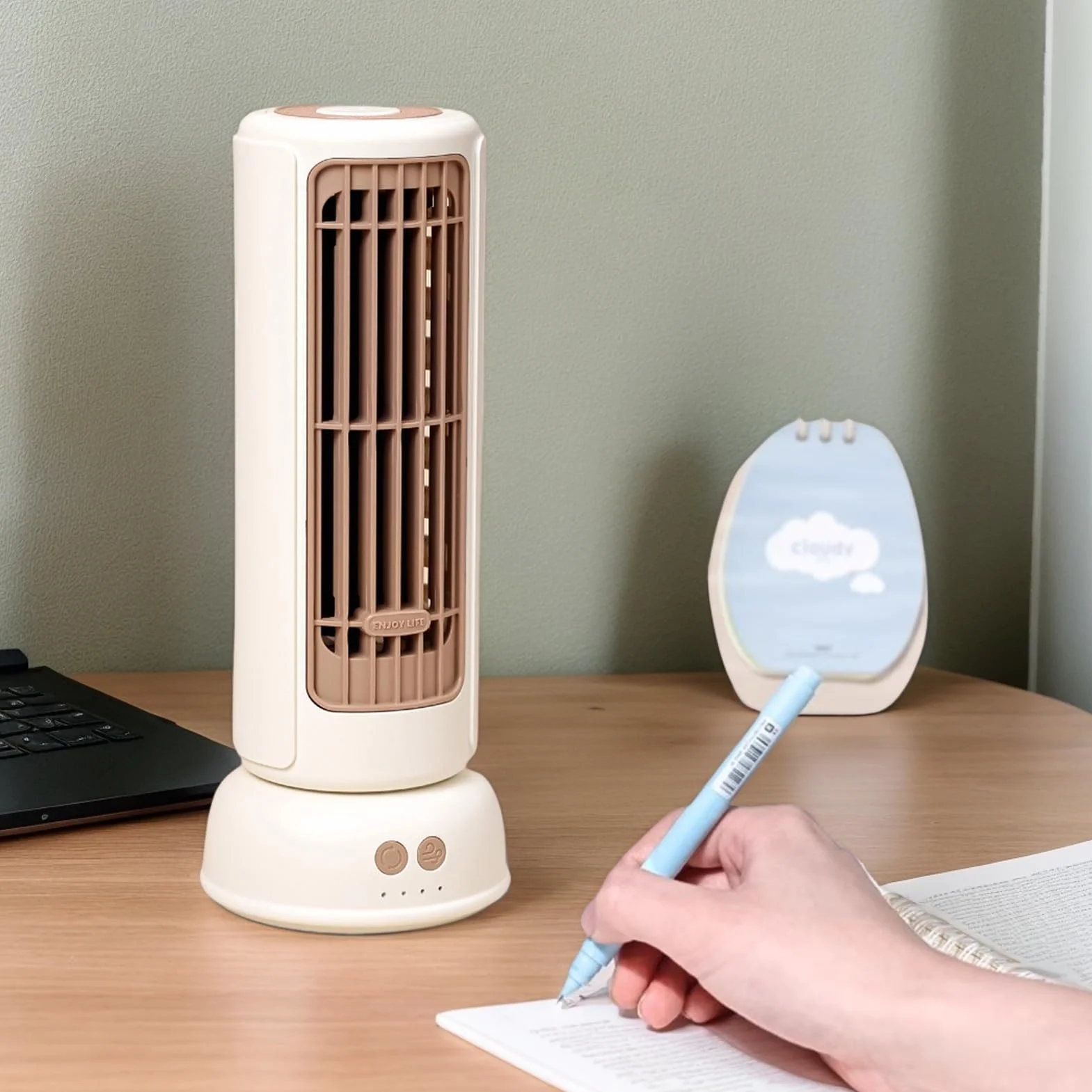 Tower Fan Oscillating Floor Fan with 3-Speed Settings, Portable Compact Cooling for Home Office Dorm Kitchen Living Room, 3.94 Inch