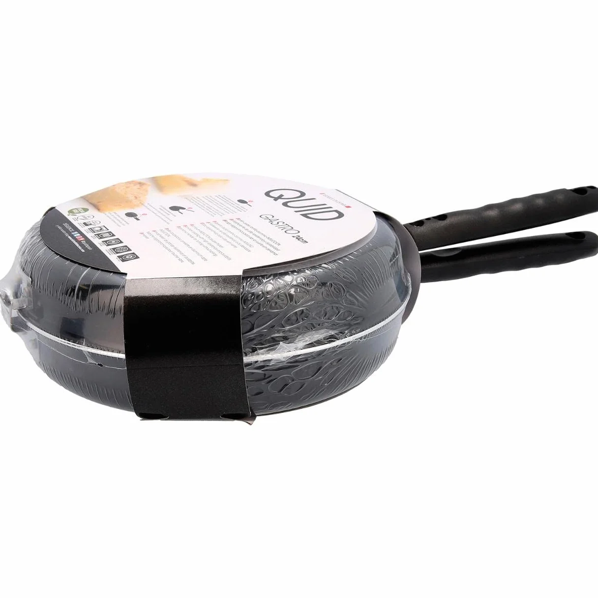 Quid Gastro Fun podwójna patelnia do omletów, 24 cm, z nadrukiem, metal, czarna