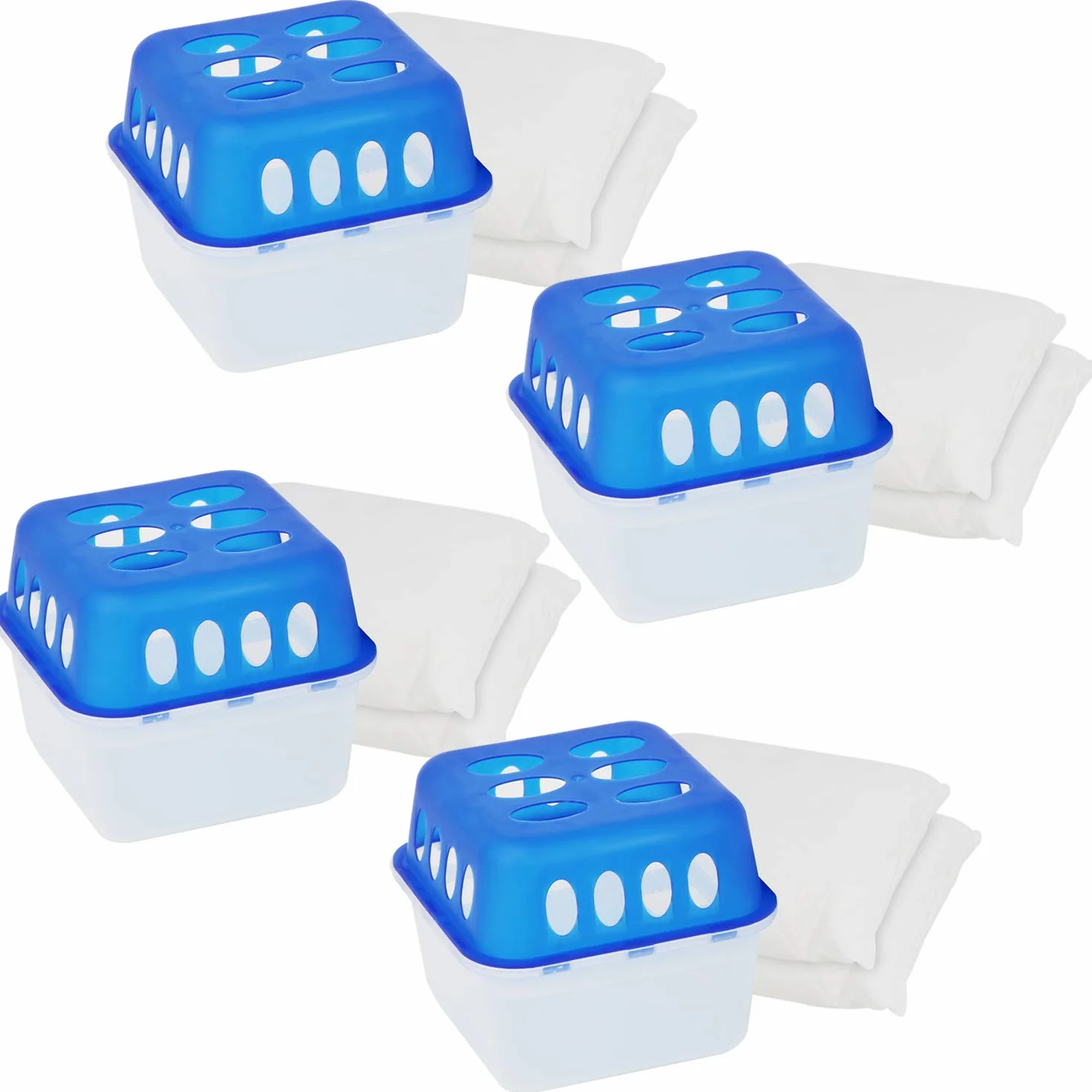 COM-FOUR® 4x Osuszacz pomieszczen z 3,2 kg wymiennego granulatu w worku do uzupelniania, osuszacz bez pradu (04 sztuki - 400g)