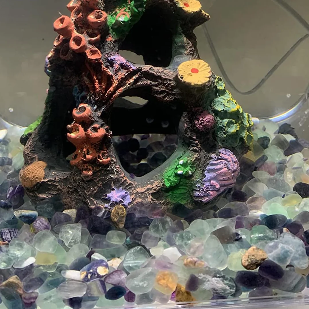 LINXIU Kryształy, fluoryt, mini kamienie szlachetne, kamienie lecznicze, akwarium, doniczka dekoracyjna, piasek, kamyki, do sukulentów, terrarium, "zrób to sam" (500 g)