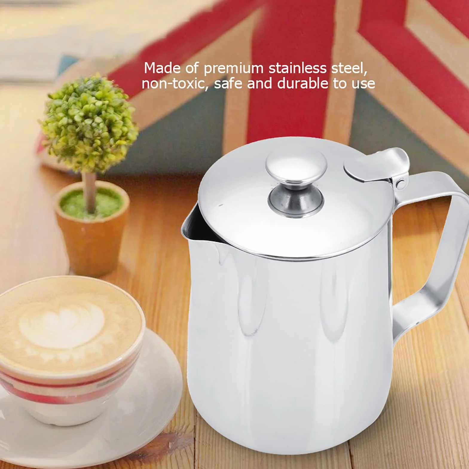 Dzbanek do Spieniania Mleka ze Stali Nierdzewnej 350ml Bez Kroplówki do Kawy Cappuccino Latte