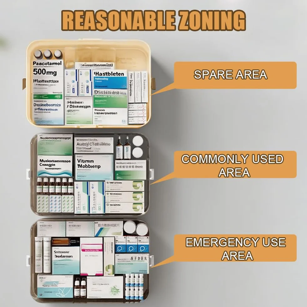 Szafka na leki 3-poziomowa 30x16,5x24 cm przenośny organizer apteczki kolor kawy
