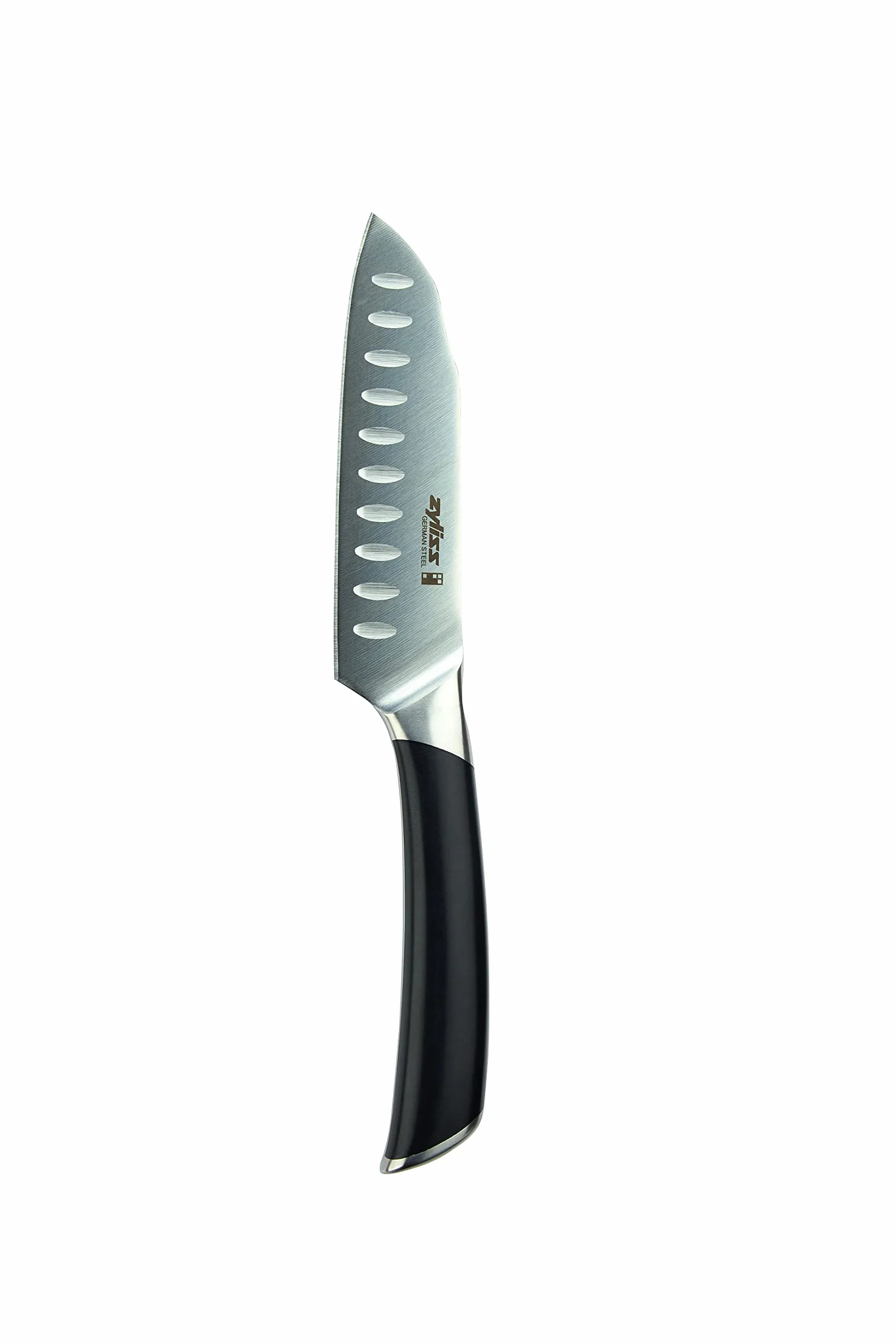 Zyliss Comfort Pro Mini nóż Santoku, kuty niemiecki nóż ze stali nierdzewnej, czarny uchwyt z podpórką na palce, nóż kuchenny