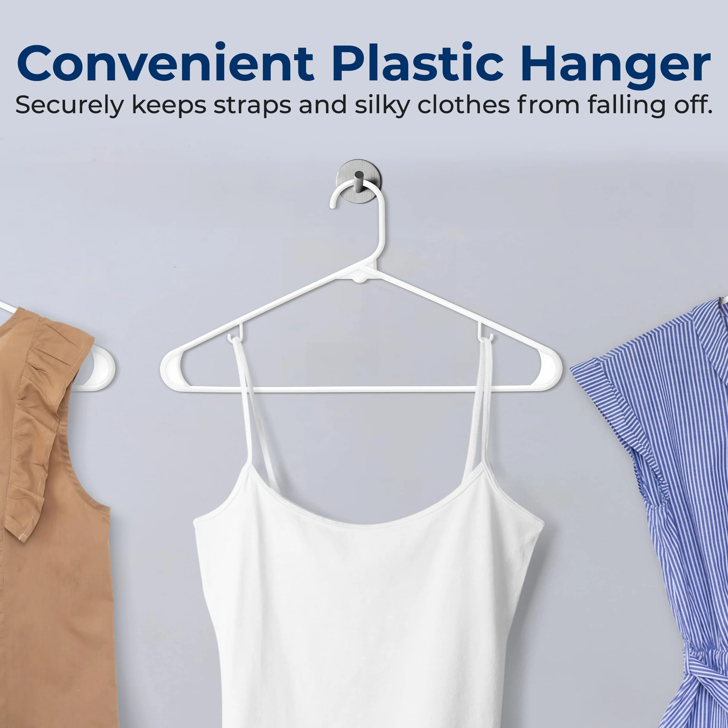 White Standard Plastic Hangers 50-Pack Heavy Duty Tubular Clothes Hanger Set