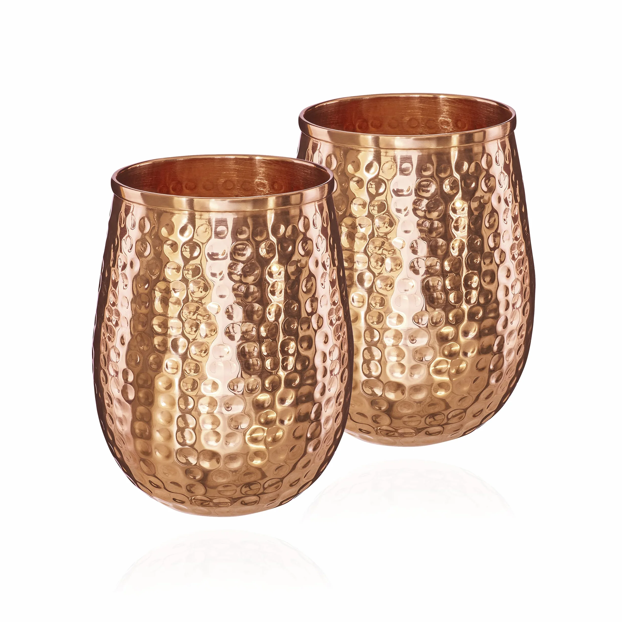 NKlaus 2x kubek miedziany czysta miedź 100% Ayuverda kubek do picia owalny Moscow Mule 500 ml 11262