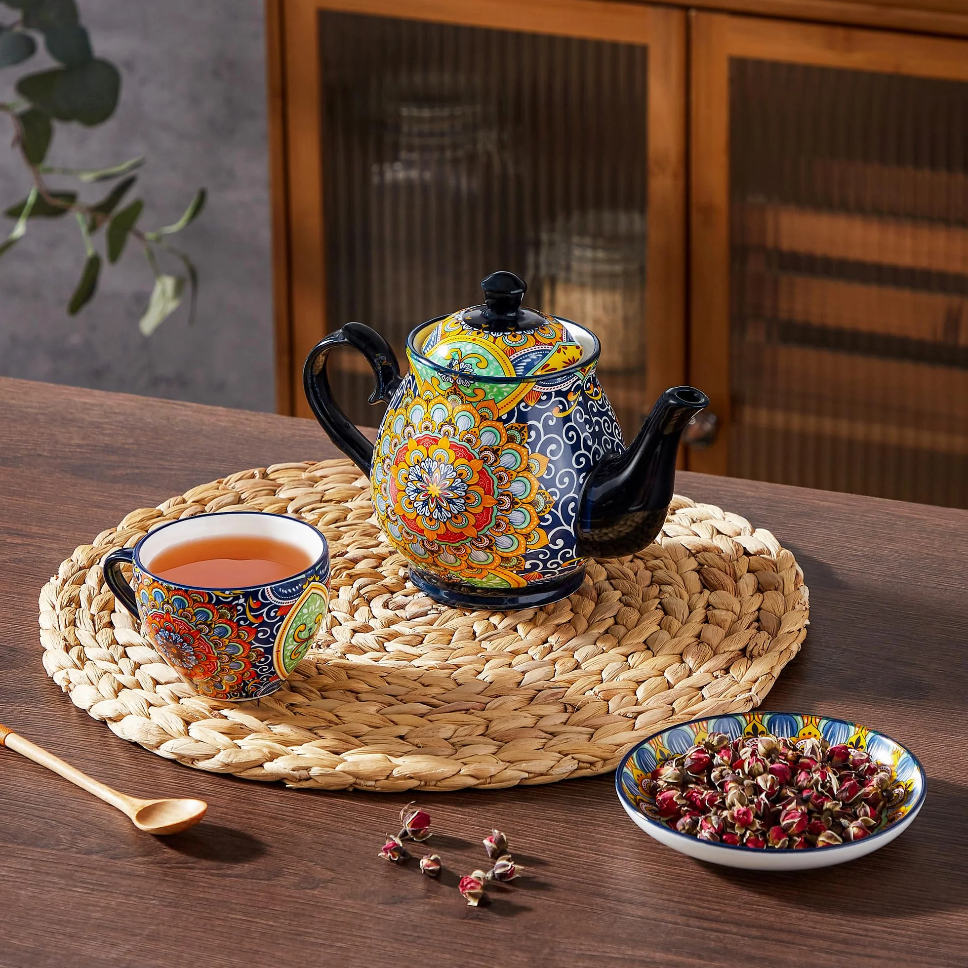 vancasso SIMI dzbanek do herbaty, 900 ml, porcelanowy dzbanek do herbaty, regał Bloom