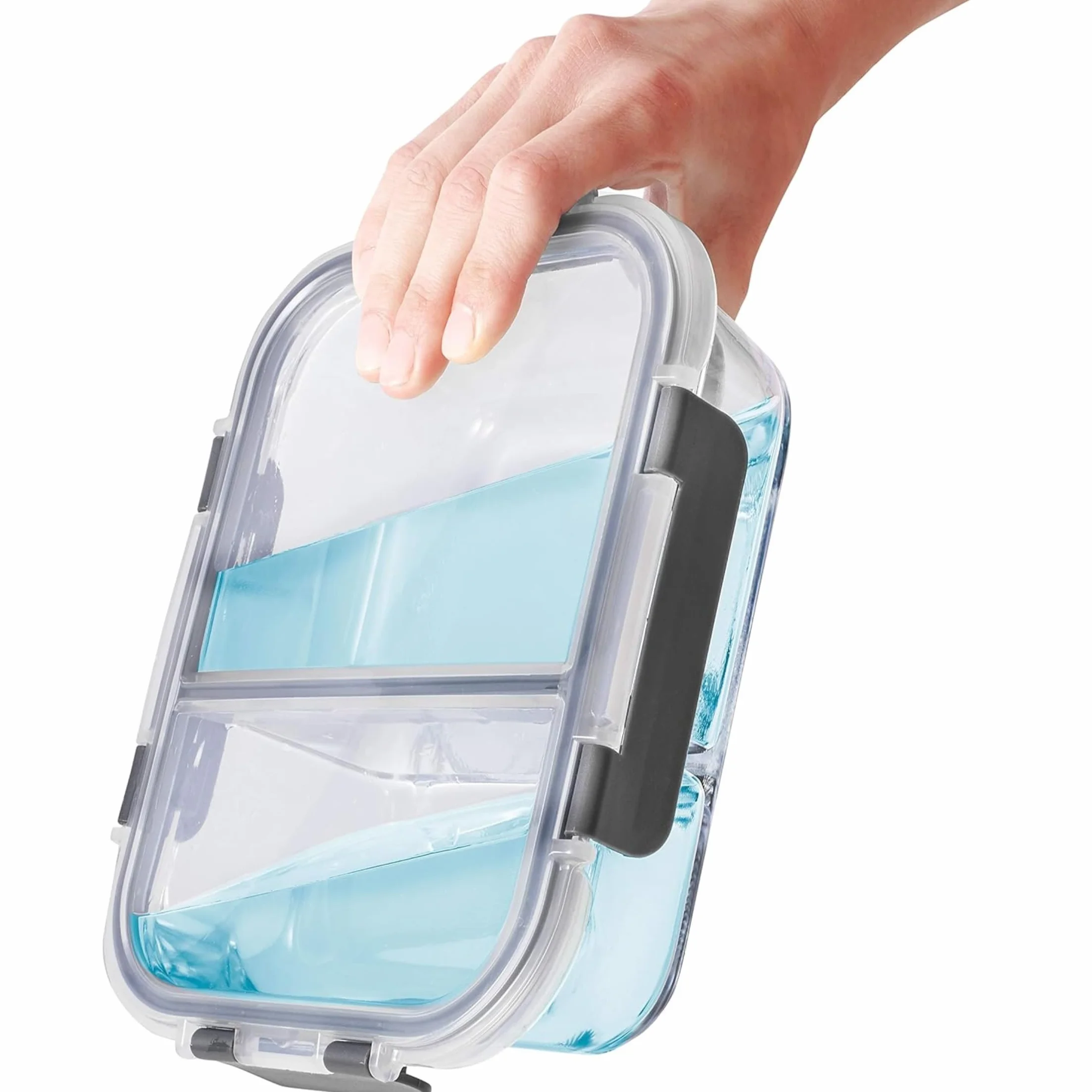 Igluu Meal Prep – Szklane pojemniki na żywność z pokrywkami (3 szt.) – 2 komory – Hermetyczne, Bez BPA – Do piekarnika, mikrofalówki, zamrażarki i zmywarki – 980 ml – Szkło borokrzemowe