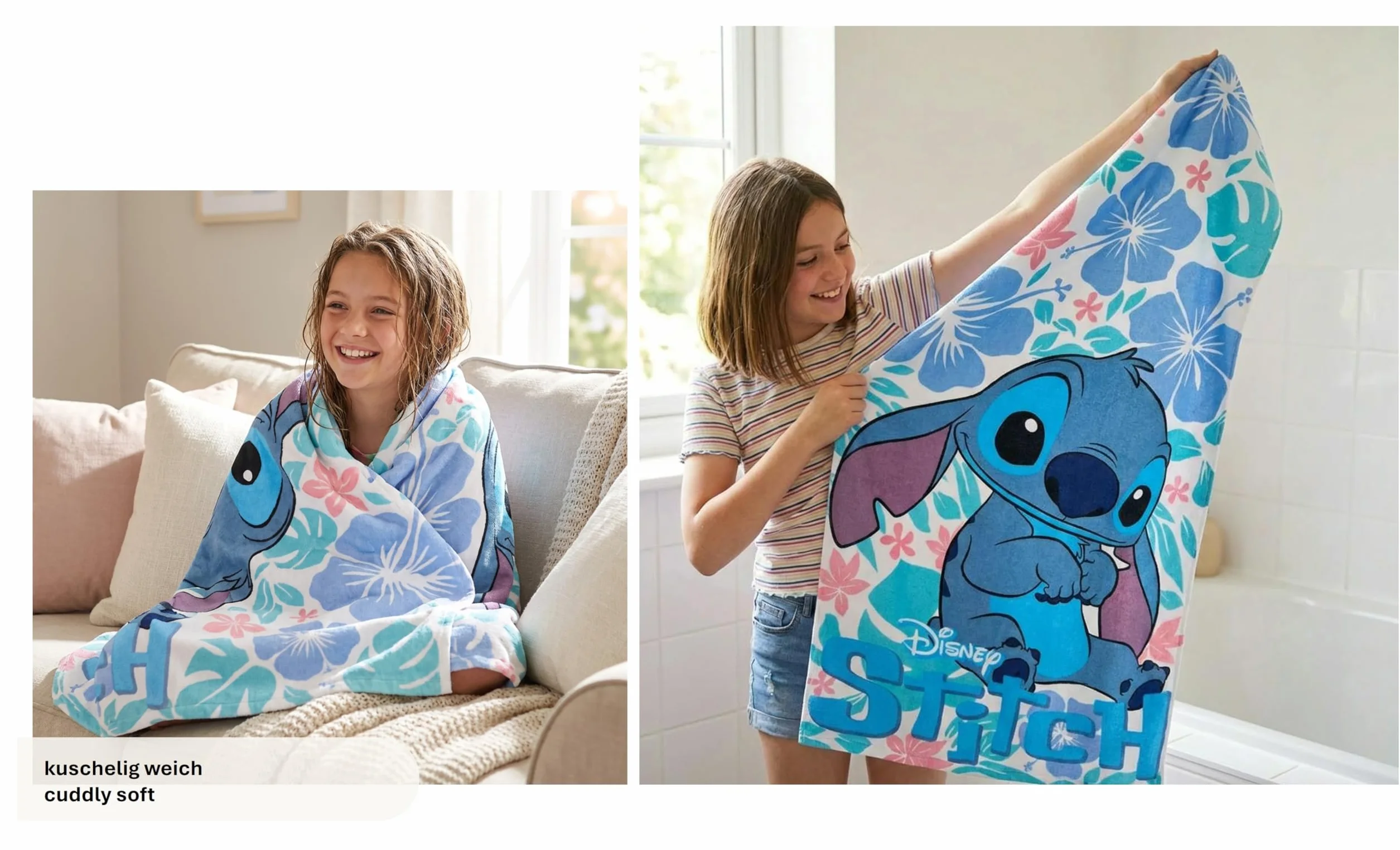 Disney Lilo & Stitch Ręcznik plażowy dla dzieci 70 x 140 cm mikrofibra chłonny szybkoschnący