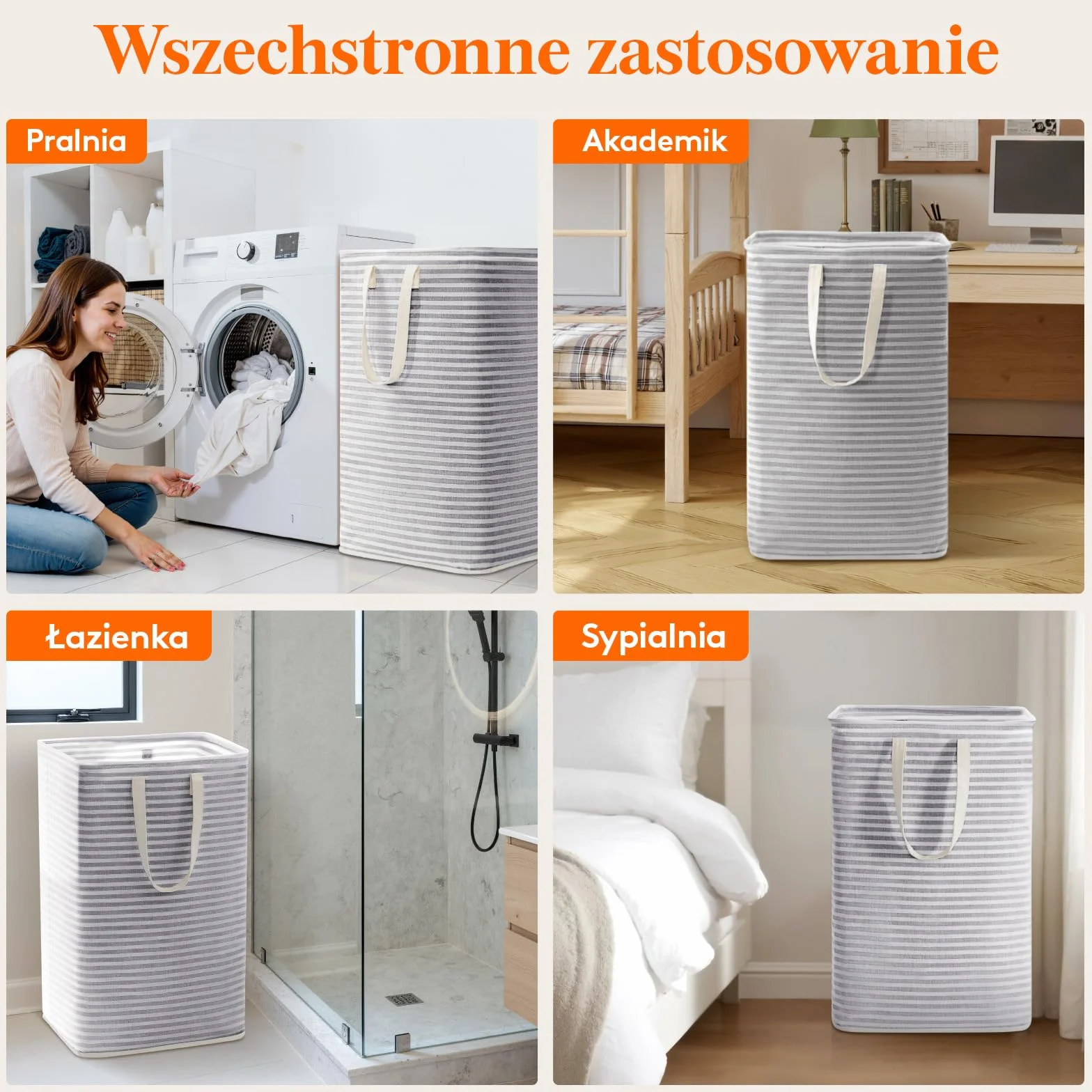 Lifewit Kosz na pranie 75 l składany wodoszczelny szary