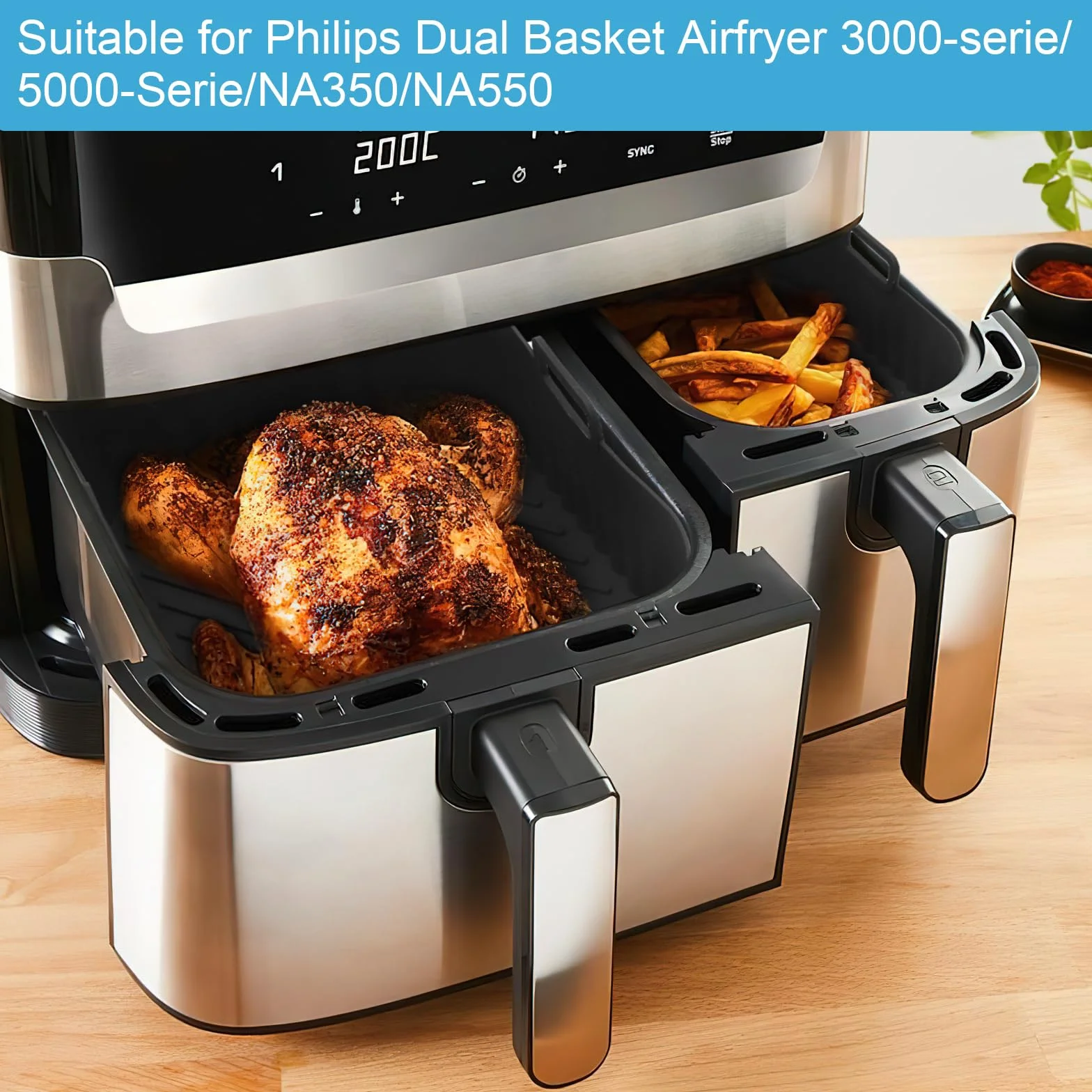 2 sztuki formy silikonowe do gorącej frytkownicy na parze, akcesoria do Philips Dual Airfryer 3000-Serie 6l/3l, silikonowa wkładka do Air Fryer, silikonowa forma do Airfryer, akcesoria do Philips