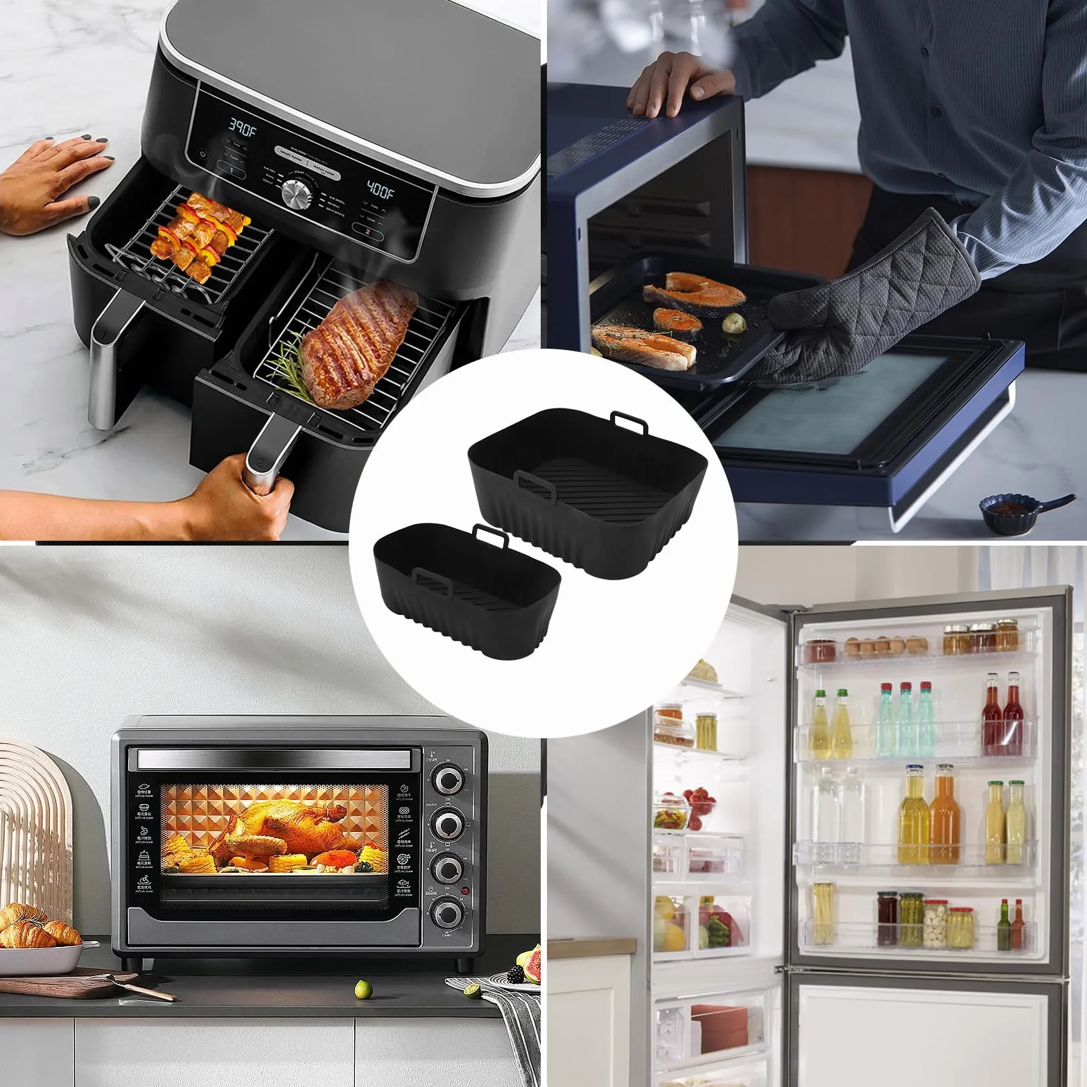 2 sztuki formy silikonowe do gorącej frytkownicy na parze, akcesoria do Philips Dual Airfryer 3000-Serie 6l/3l, silikonowa wkładka do Air Fryer, silikonowa forma do Airfryer, akcesoria do Philips