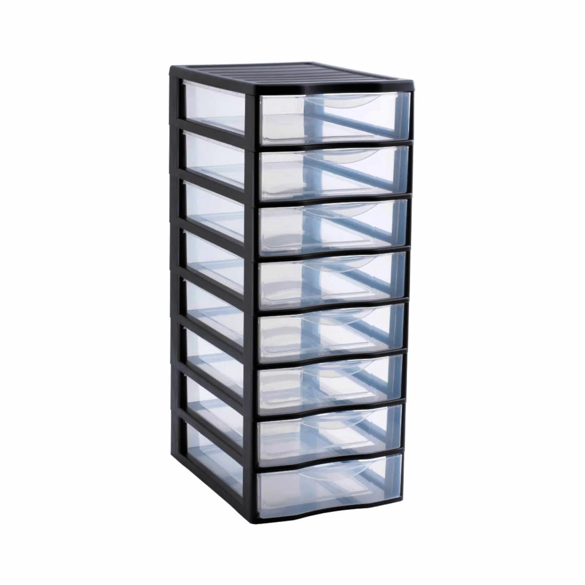 SUNDIS Orgamix, plastikowy komoda do przechowywania, 8 przezroczyste szuflady A4, wysokość 65 cm, idealna do przechowywania biurowego, lekcji, dokumentów, materiałów eksploatacyjnych