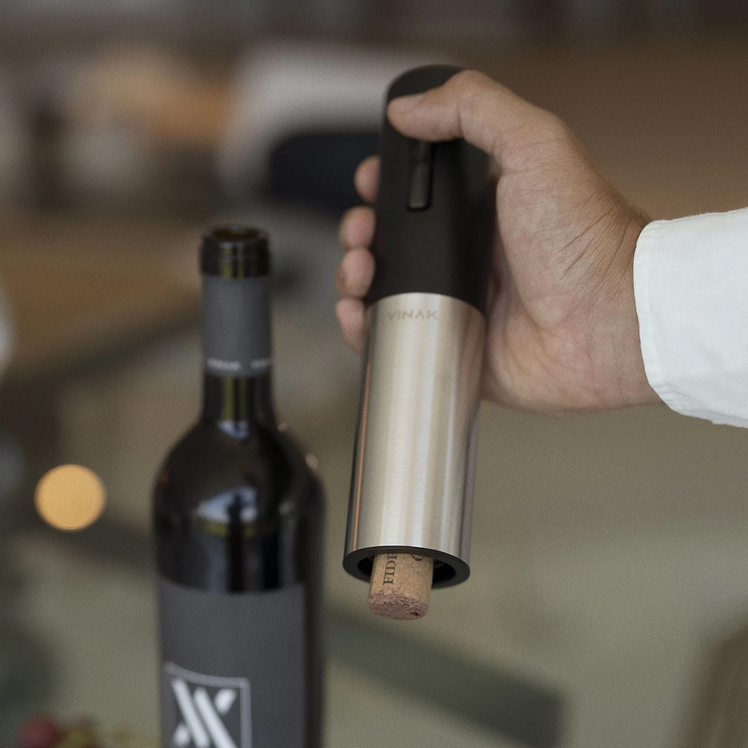 VINAK Elektryczny Otwieracz do Wina Akumulatorowy USB-C Korkociąg ze Stali Nierdzewnej