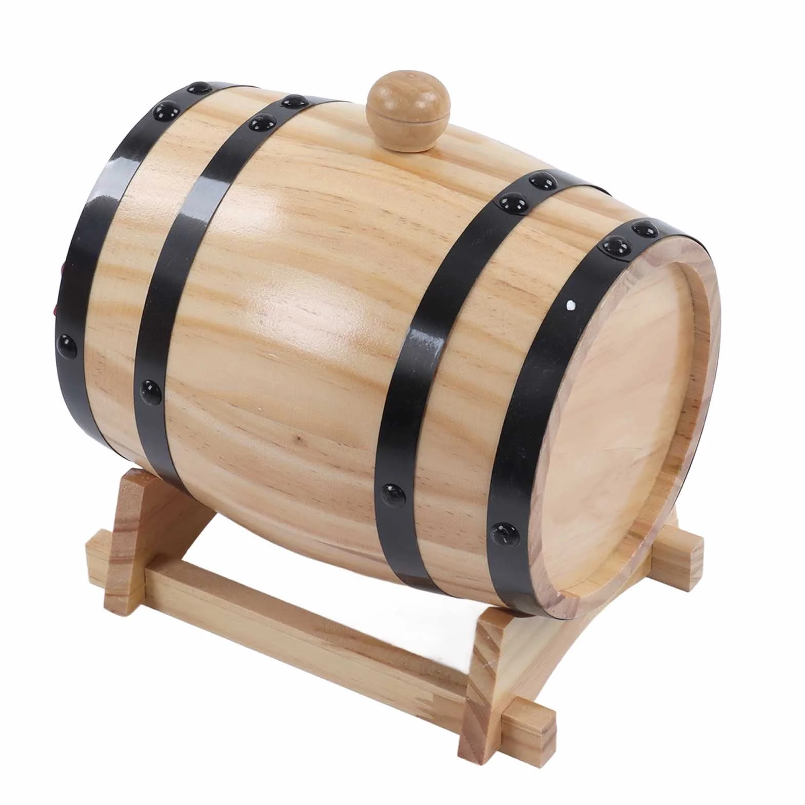 Beczka dębowa, drewno sosnowe, beczka na wino z kozłem i kranem, beczki na wino, do domu, warzonej sosny, beczki na wino, drewniane beczki na piwo do baru, cateringu, grilla (1 l)
