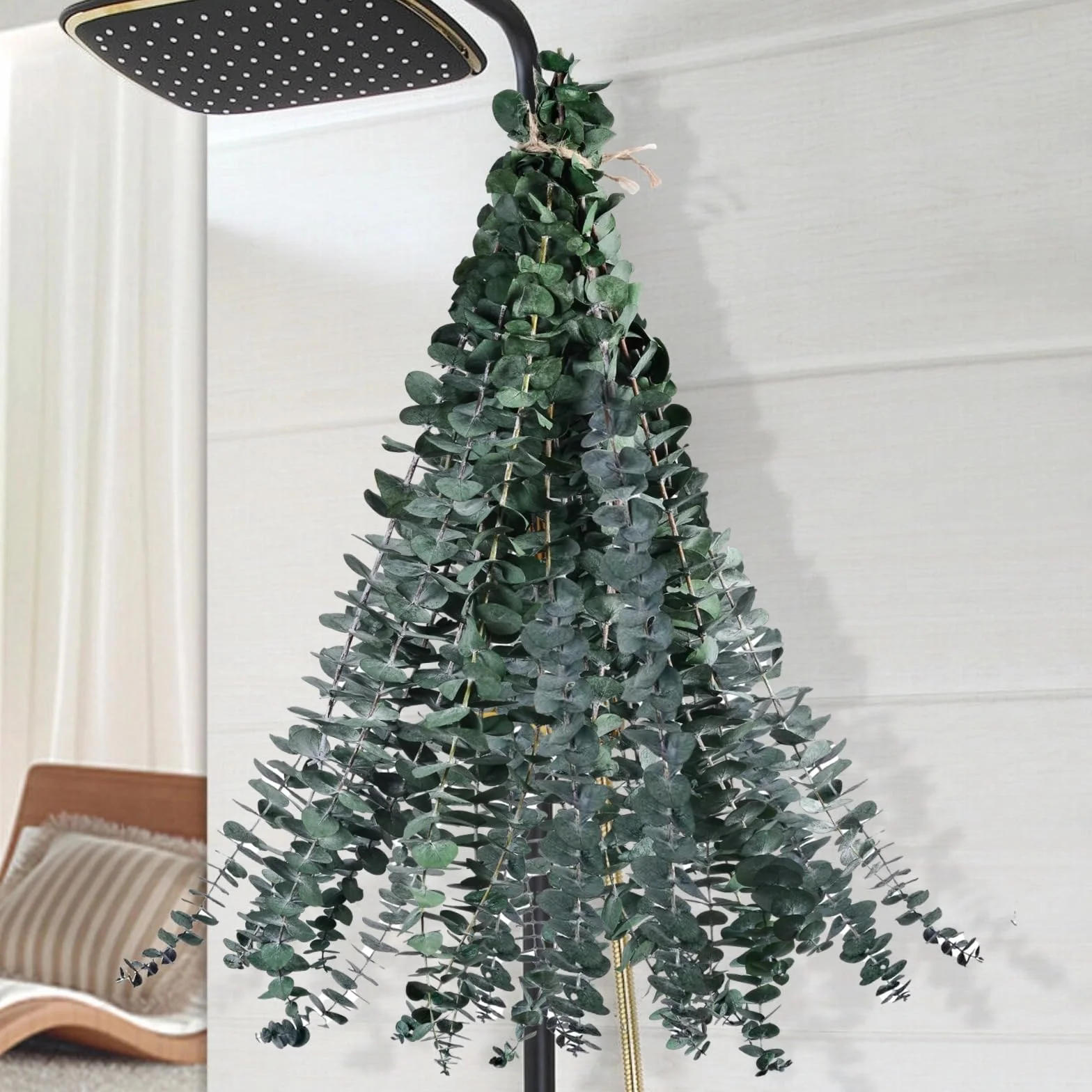 Eukaliptusowe pręty wiszące pod prysznic 44,5 cm prawdziwa zielona dekoracja