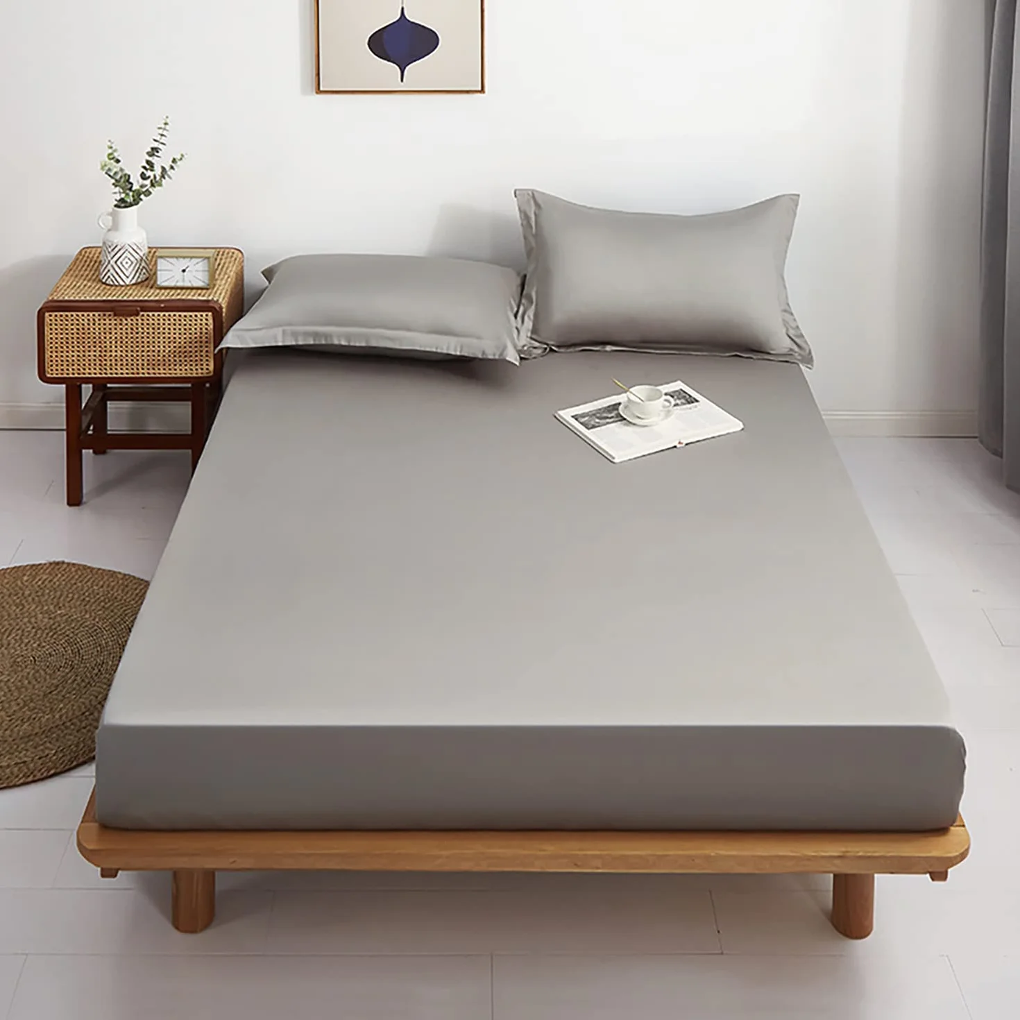 Lirex Podwójne prześcieradło 160 x 200 cm 100% bawełna z gumką Oeko-Tex szary