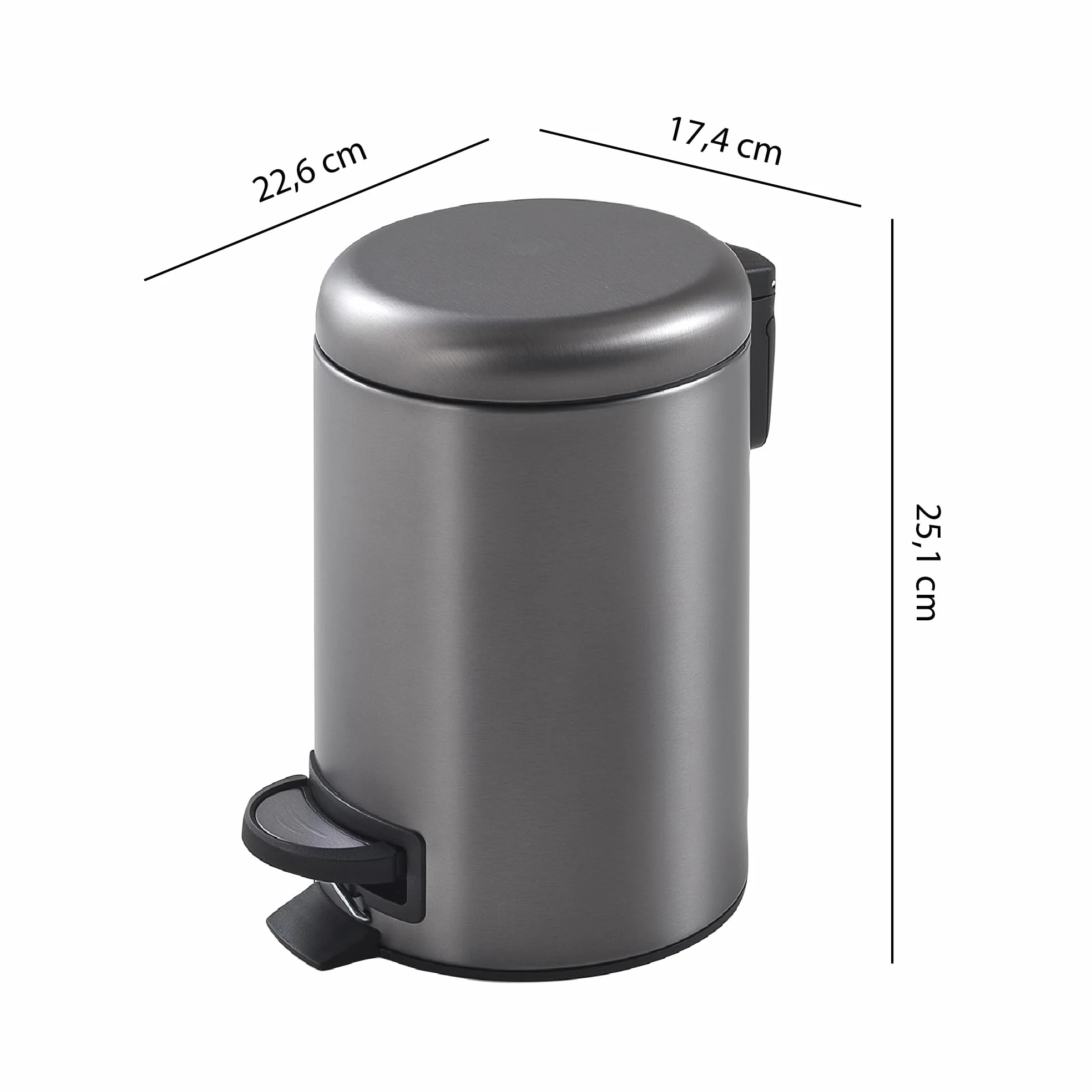 Gedy Kosz na śmieci z pedałem 3 l Gun Metal