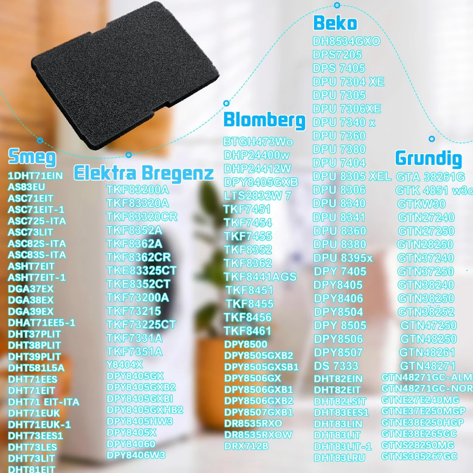3 sztuki suszarki filtrującej do suszarki Beko Grundig Blomberg Elektra Bregenz suszarka z pompą ciepła 240 x 155 x 10 mm 2964840100 do suszarki, gąbka filtrująca, części zamienne, filtr gąbkowy, 3