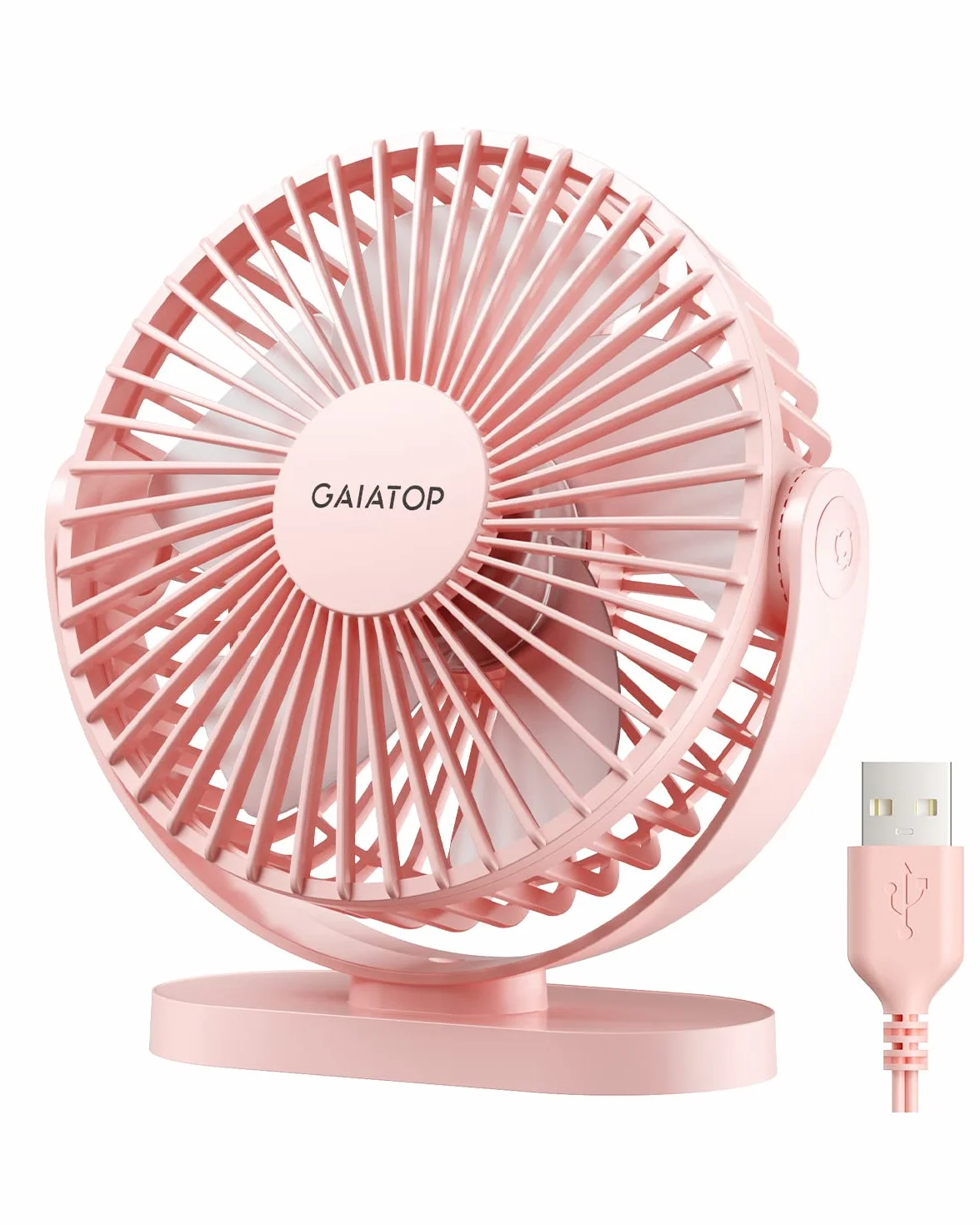 Gaiatop Wentylator biurkowy USB 14 cm 3 prędkości obracany 90° mini przenośny
