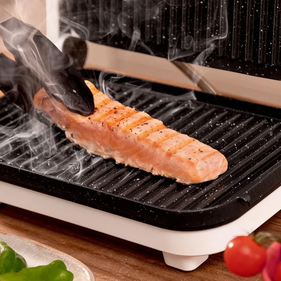 Cecotec Rock'Ngrill Elektryczny Grill 1300 W, Powłoka Rockstone, Antypoślizgowa Podstawa