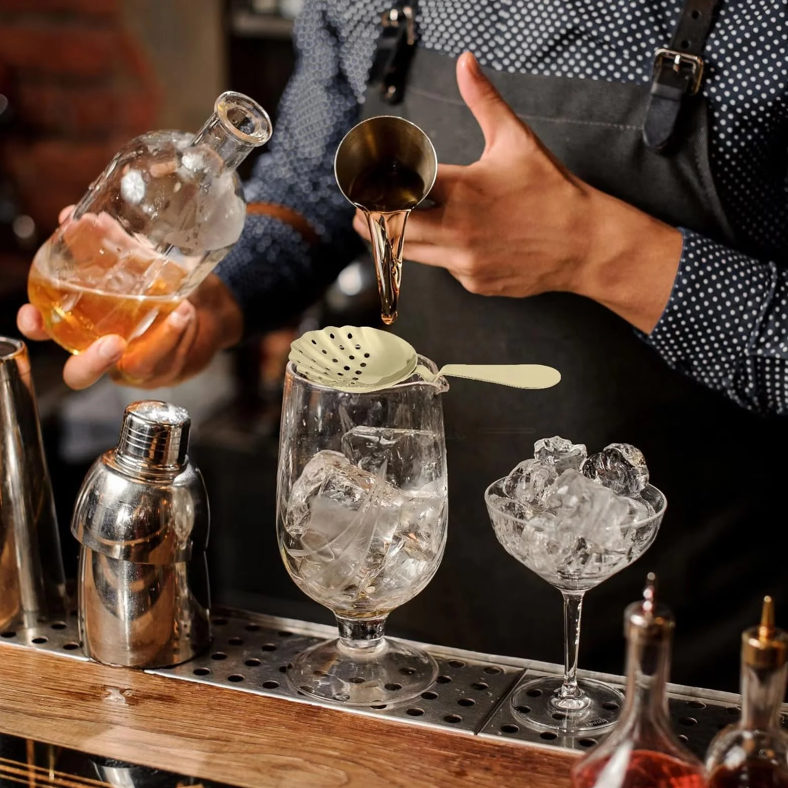 Julep Strainer, Profesjonalny Sitko do Koktajli ze Stali Nierdzewnej do Domowego lub Komercyjnego Baru