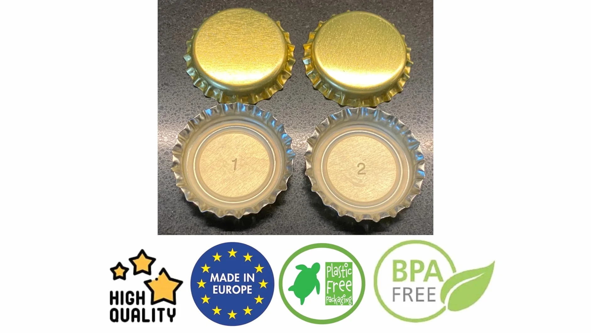 25, 50, 100 lub 125 szt. złote kapsle 26 mm nietłoczone – do butelki piwa, lemoniady i wszelkich standardowych butelek