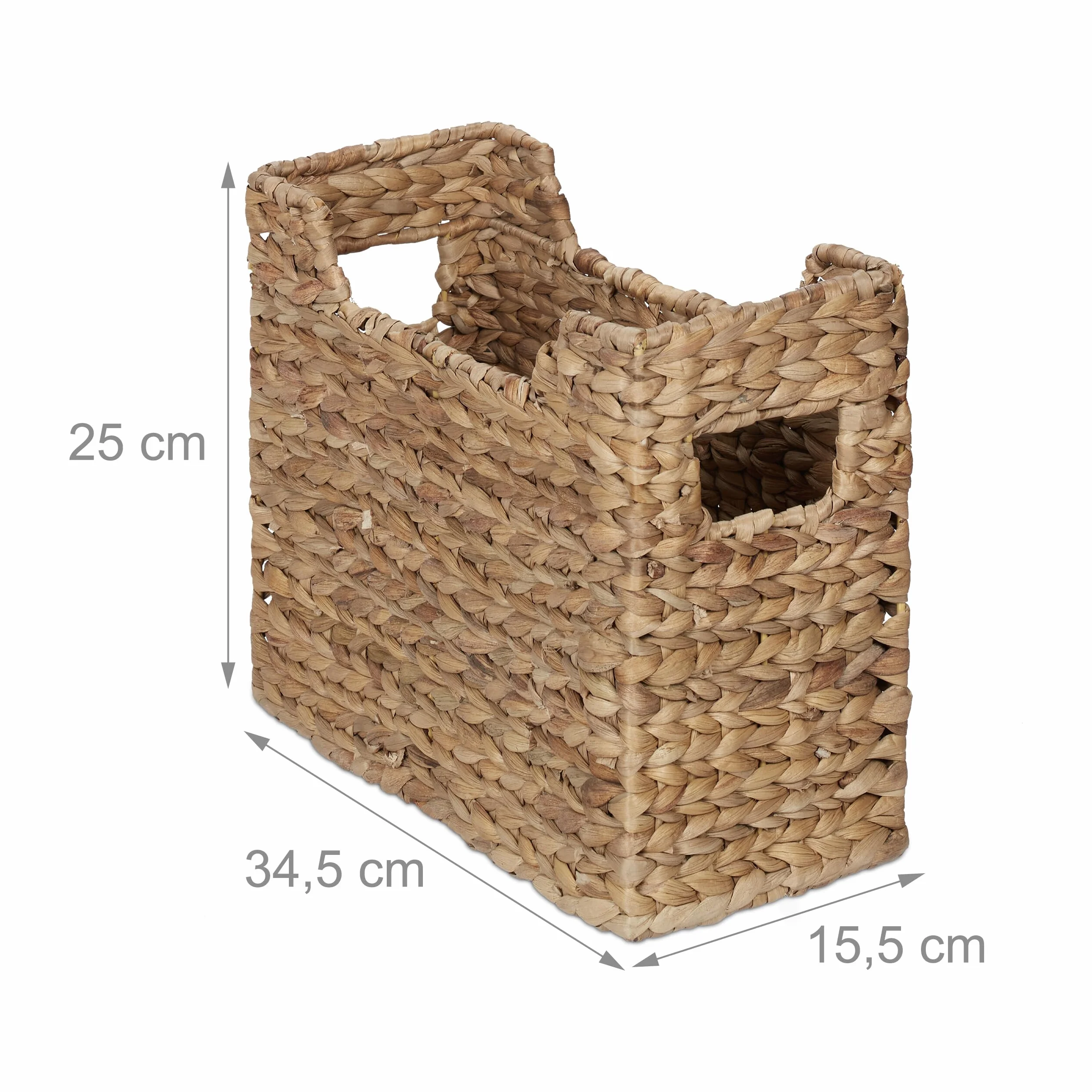 Relaxdays Stojak na czasopisma jacynat wodny 25 x 34,5 x 15,5 cm naturalny