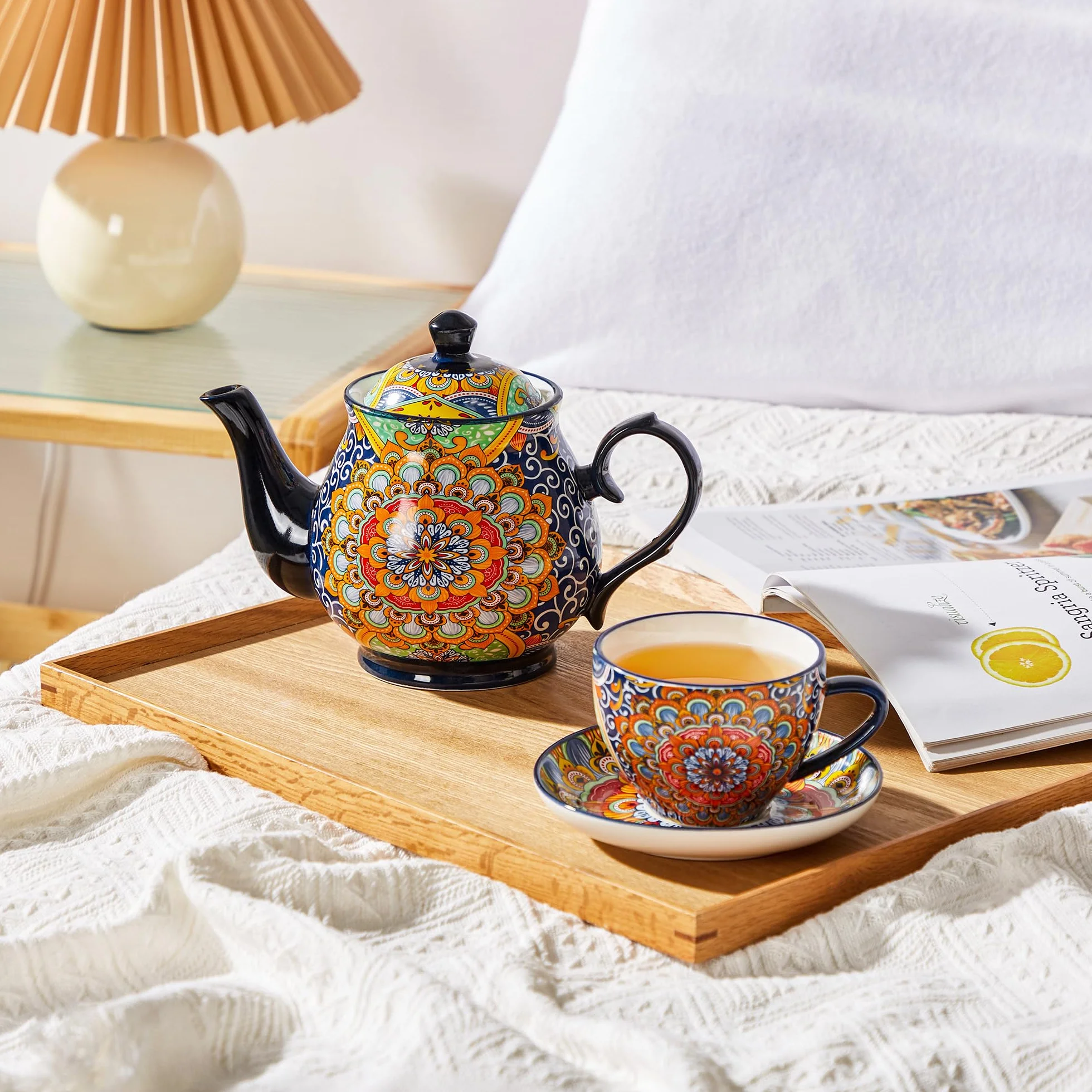 vancasso SIMI dzbanek do herbaty, 900 ml, porcelanowy dzbanek do herbaty, regał Bloom
