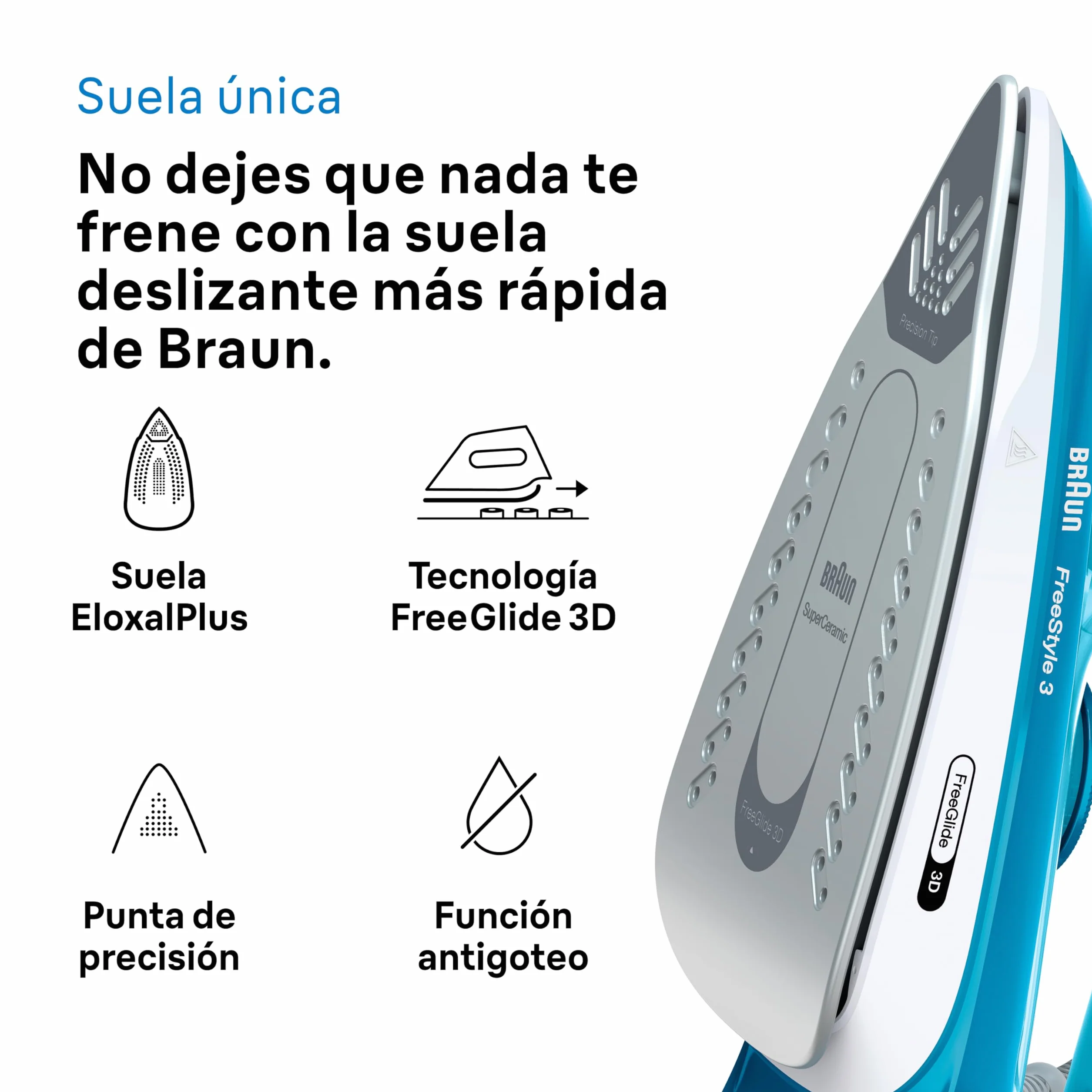 Braun FreeStyle 3 FI3144BL Żelazko parowe 2400W FreeGlide 3D SuperCeramic Niebieski
