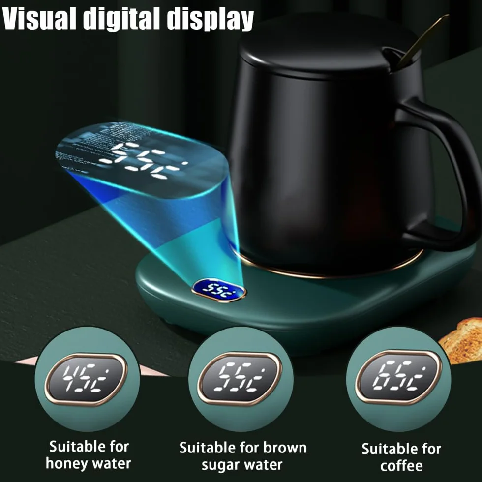 Podgrzewacz do kawy, Smart Cup Warmer 3 ustawienia temperatury Podgrzewana podstawka pod napoje USB z cyfrowym wyświetlaczem do podgrzewania kawy i herbaty napojów mlecznych