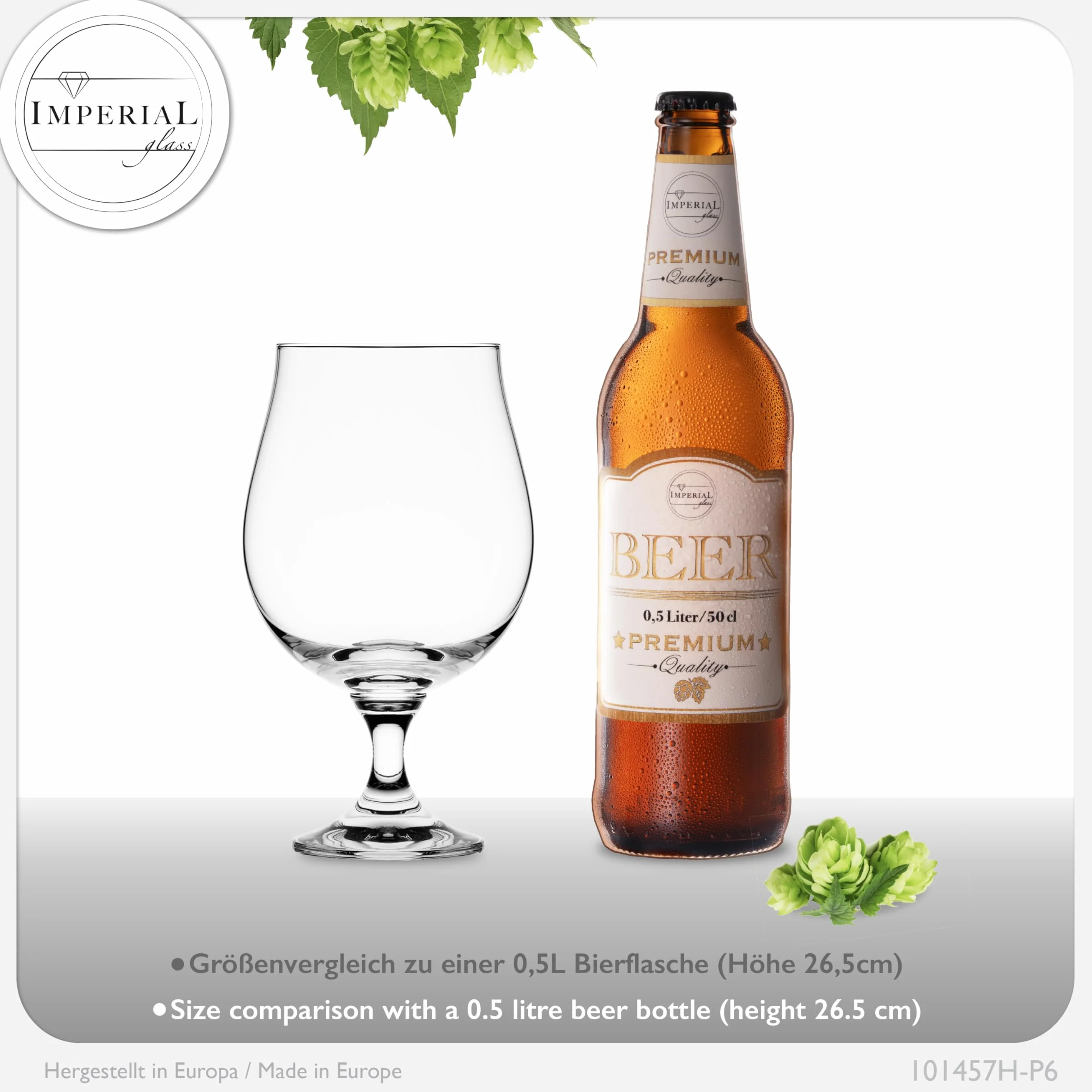 Puchary piwa 500 ml (maks. 650 ml) zestaw 6-częściowy zestaw szklanek do piwa ze szkła kryształowego 0,5 l tulipany do piwa nadają się do mycia w zmywarce