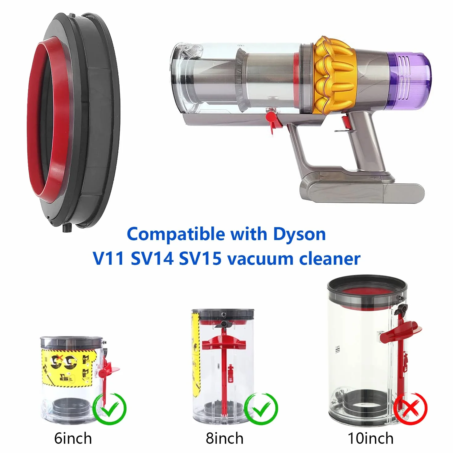 Uszczelka pojemnika na kurz Kompatybilna z Dyson, Górna Uszczelka Zamiennicza dla Dyson V11 SV14 15, Uszczelka pojemnika na kurz z wkrętakiem dla odkurzaczy Dyson V11/SV14/15 Akcesoria do naprawy